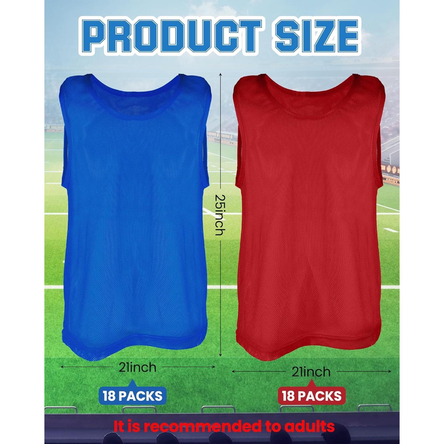 36 Chalecos de Entrenamiento para Adultos y Jóvenes - Rojo y Azul