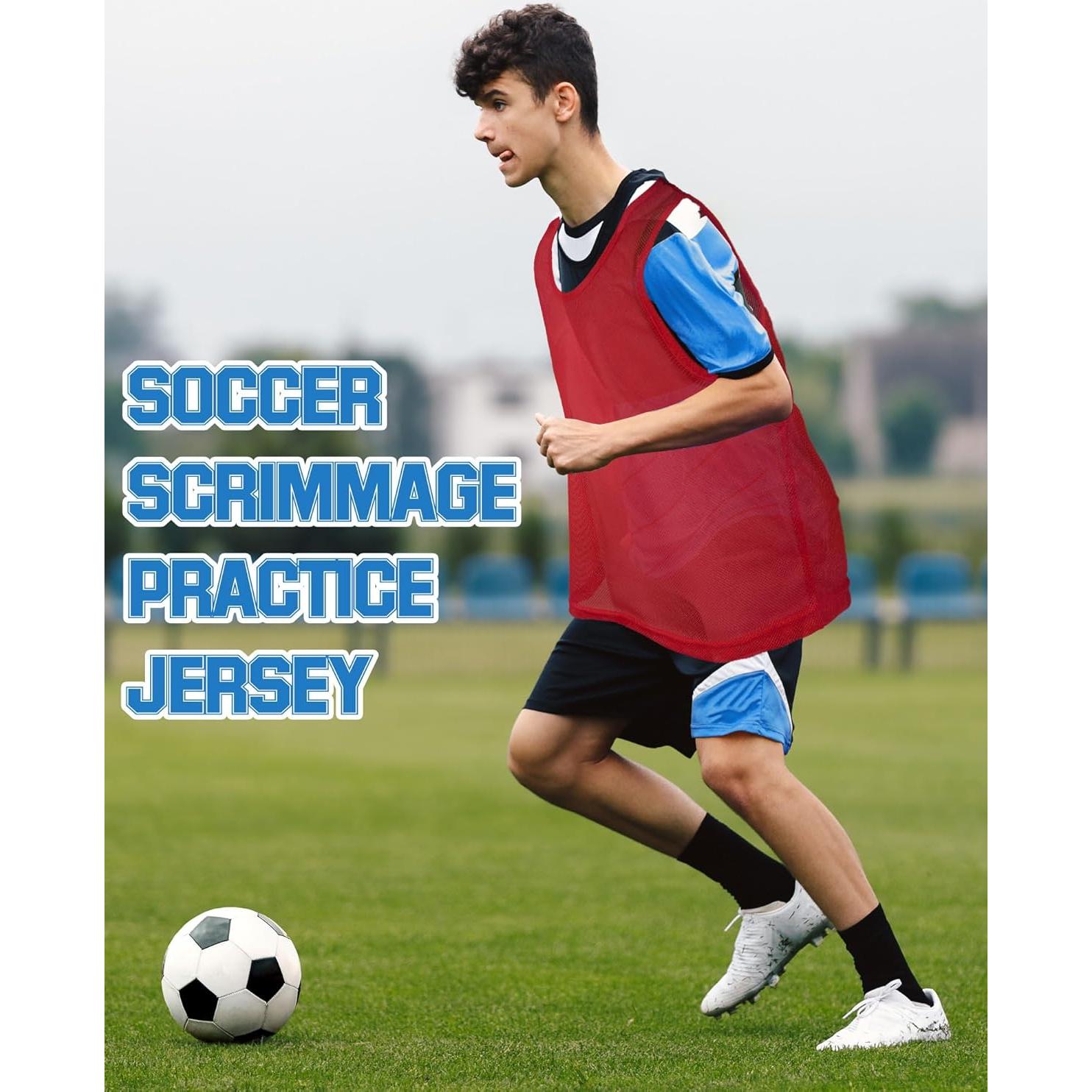 36 Chalecos de Entrenamiento para Adultos y Jóvenes - Rojo y Azul