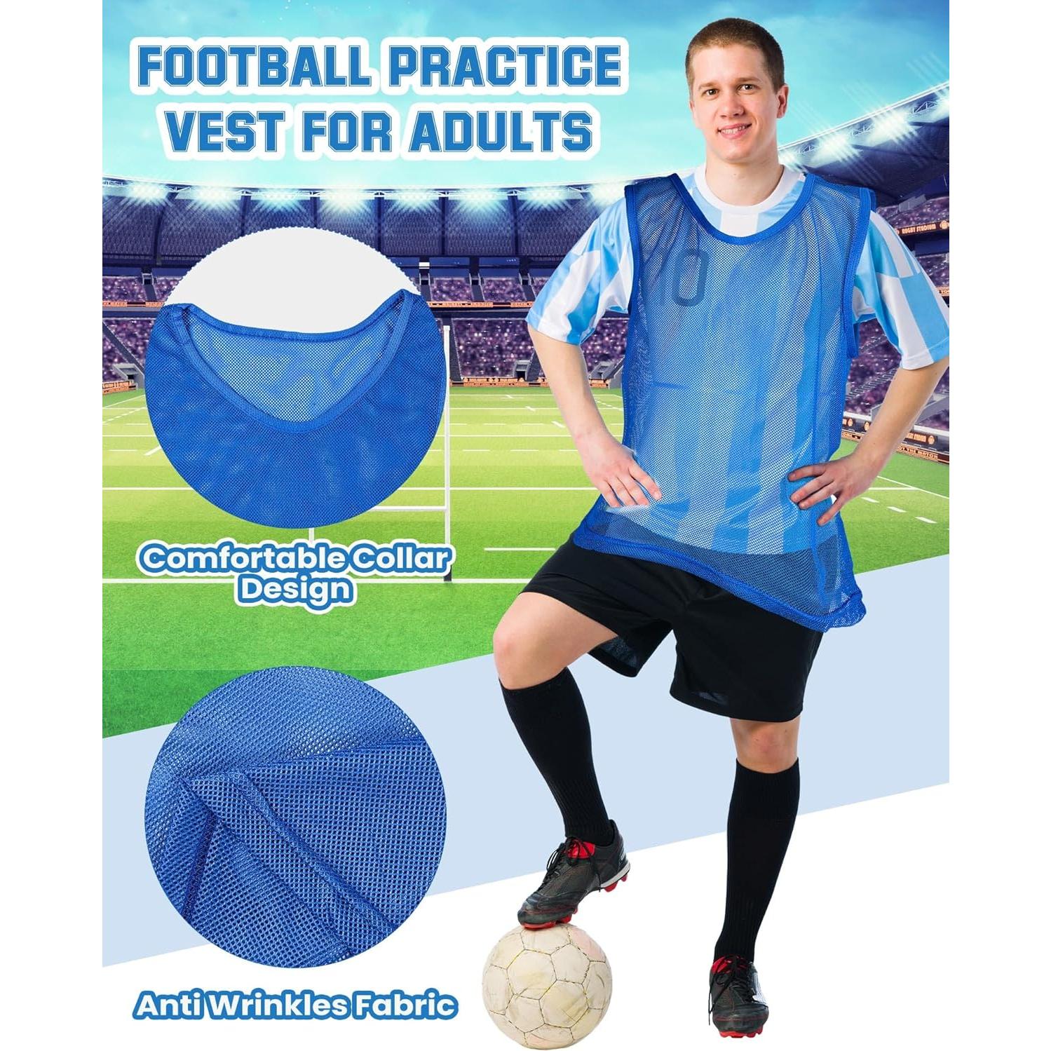 36 Chalecos de Entrenamiento para Adultos y Jóvenes - Rojo y Azul