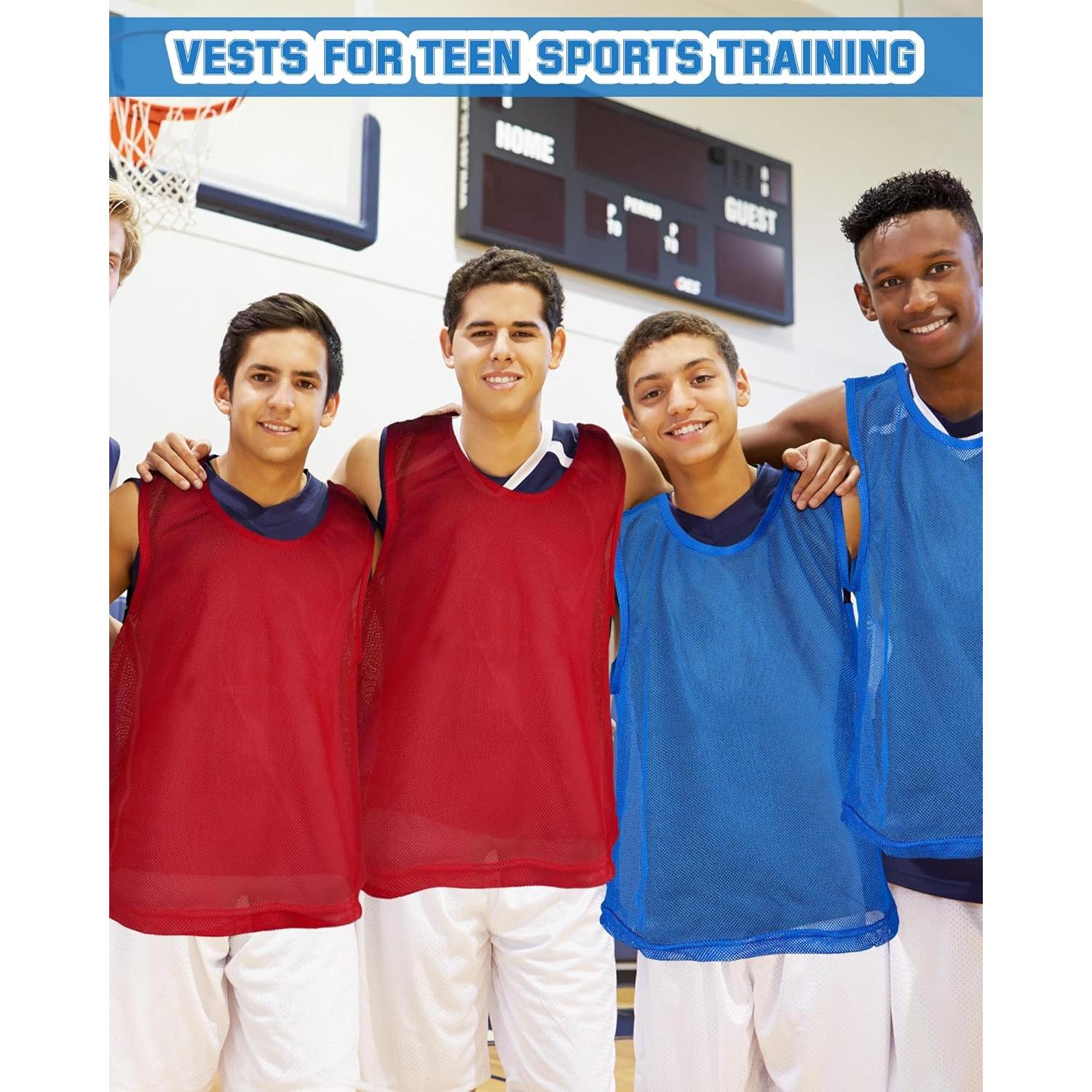 36 Chalecos de Entrenamiento para Adultos y Jóvenes - Rojo y Azul