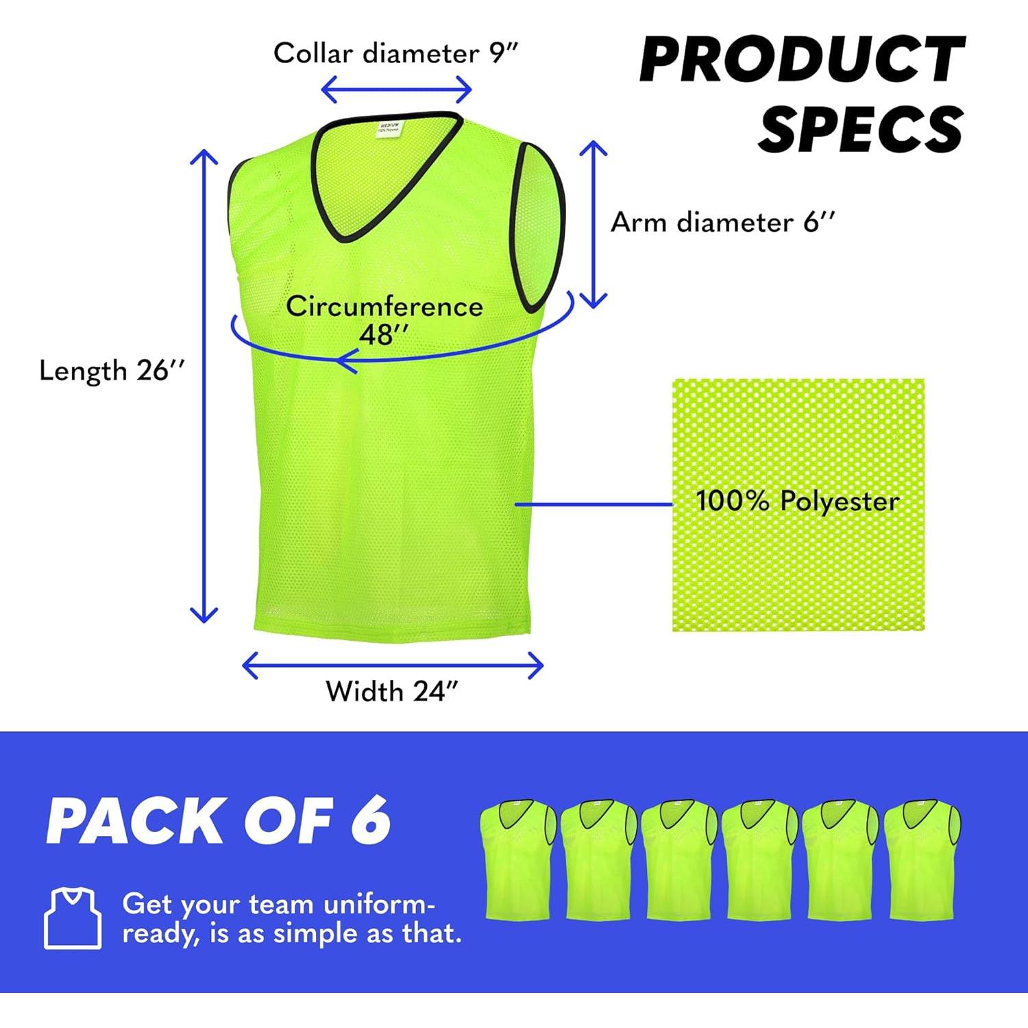 GSI Sports Pinnies Amarillo - Paquete de 6 - Talla Única