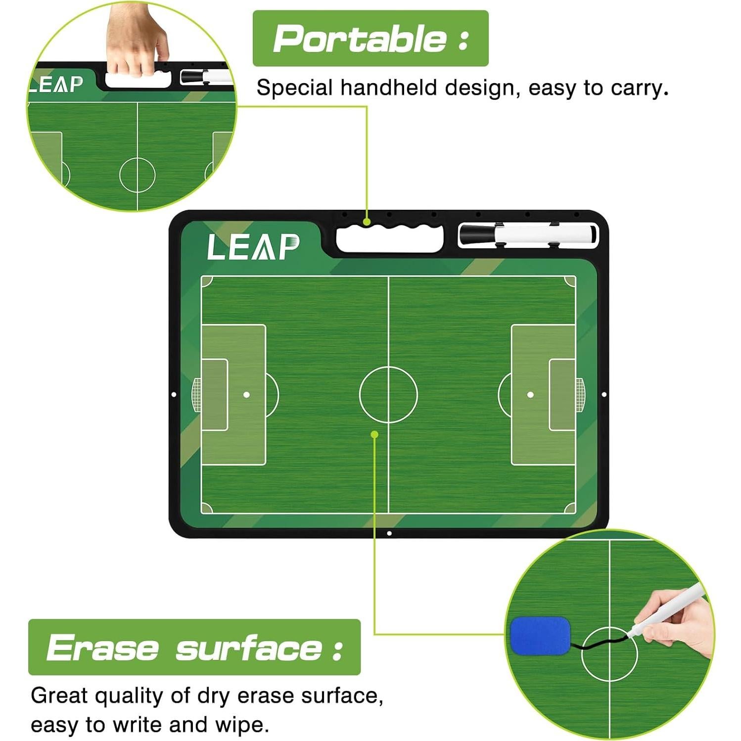 Tablero de Entrenador LEAP Doble Cara 42x32 cm para Fútbol