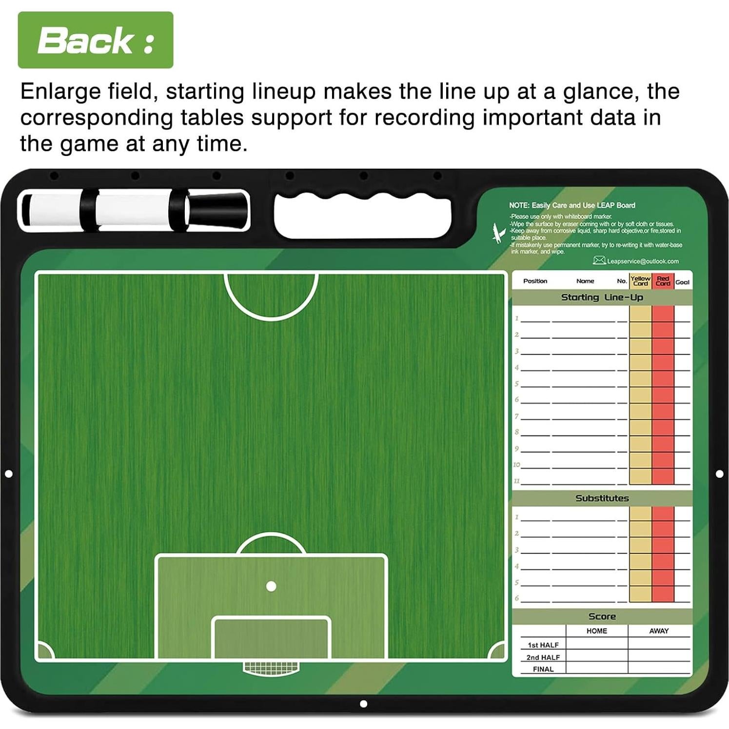 Tablero de Entrenador LEAP Doble Cara 42x32 cm para Fútbol