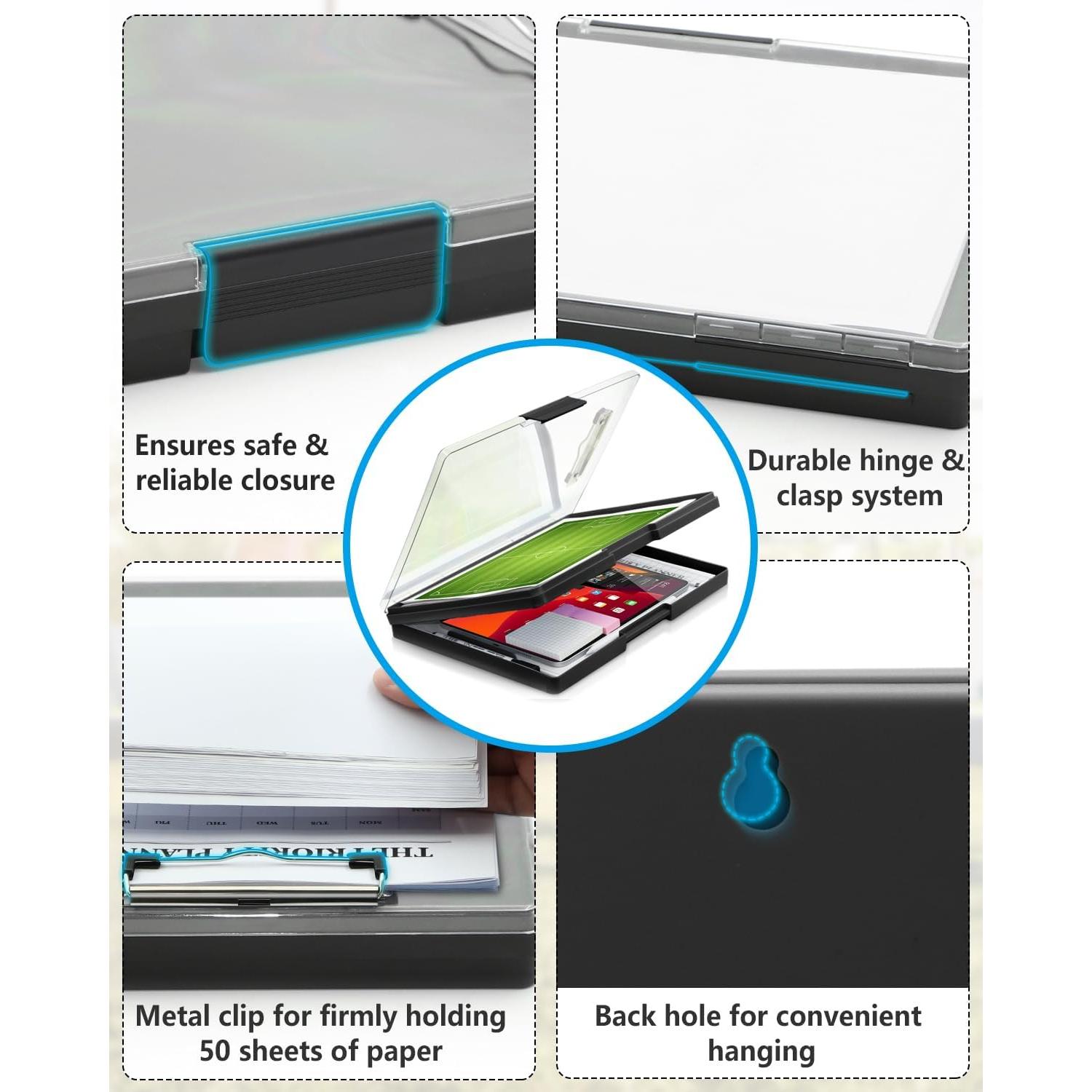 Portapapeles Borrado en Seco Sunnyclip A4 Negro 2 Compartimentos
