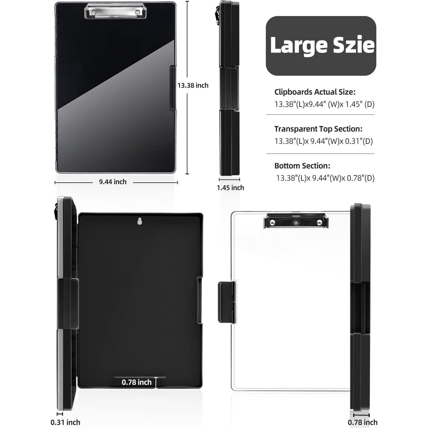 Portapapeles Borrado en Seco Sunnyclip A4 Negro 2 Compartimentos