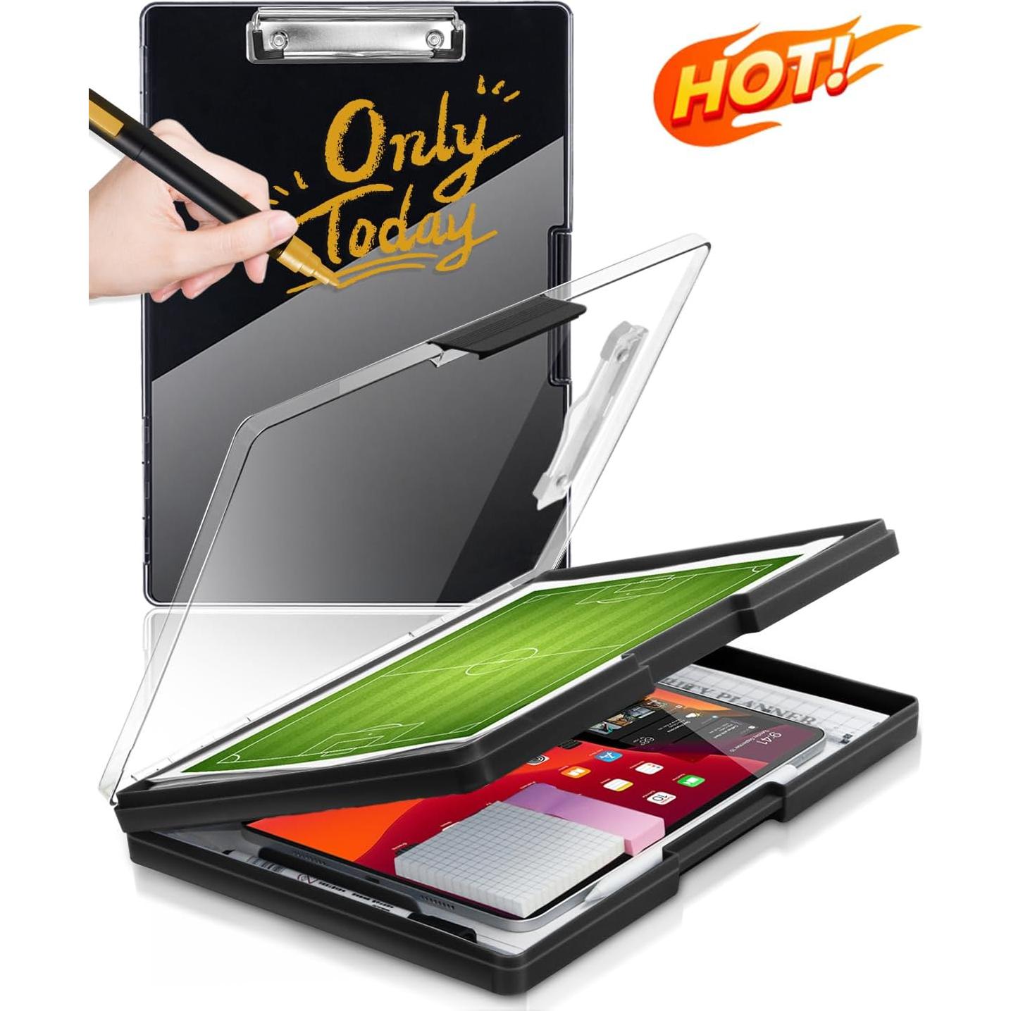 Portapapeles Borrado en Seco Sunnyclip A4 Negro 2 Compartimentos