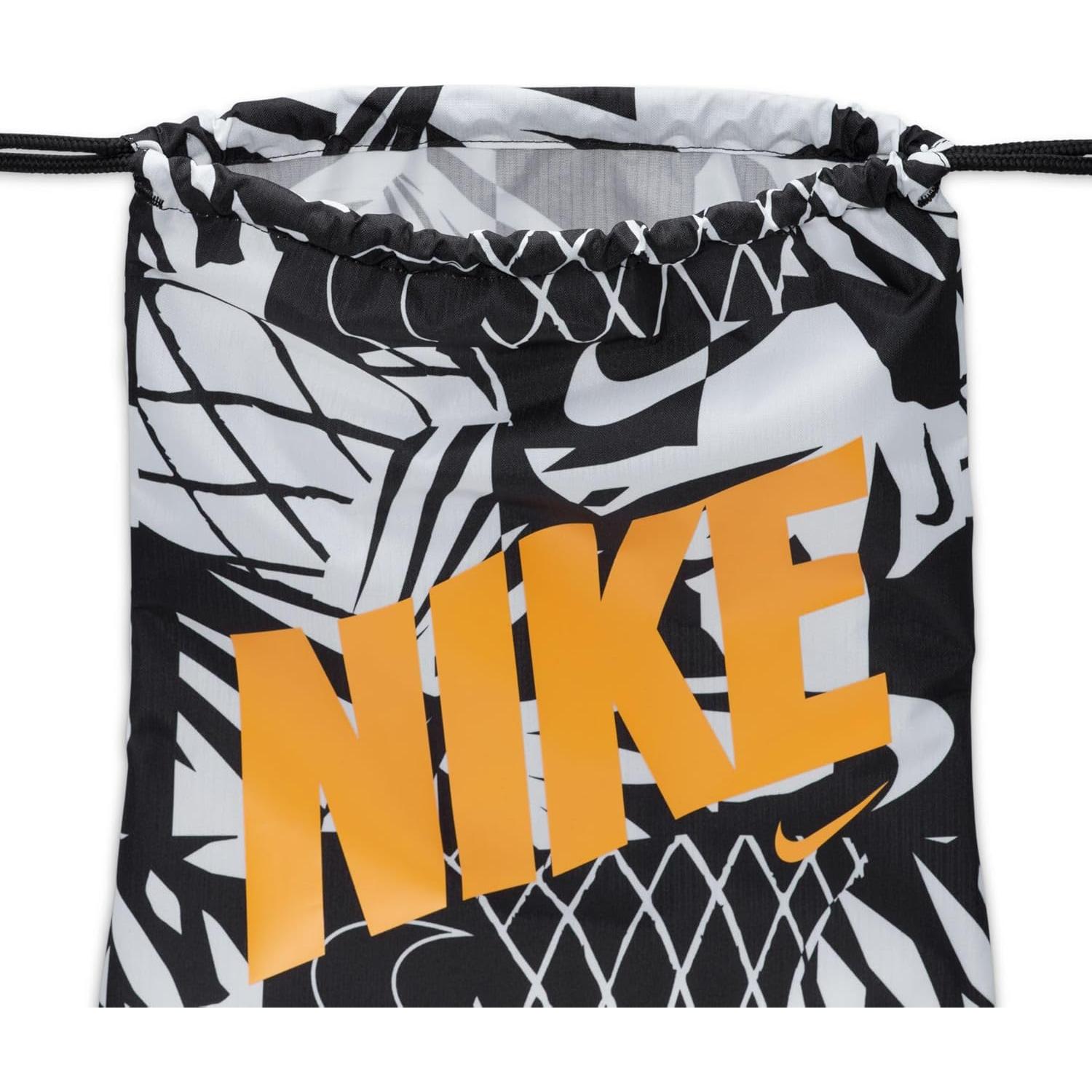 Bolsa de Cuerda Unisex Nike para Niños 12L Negro/Blanco/Naranja