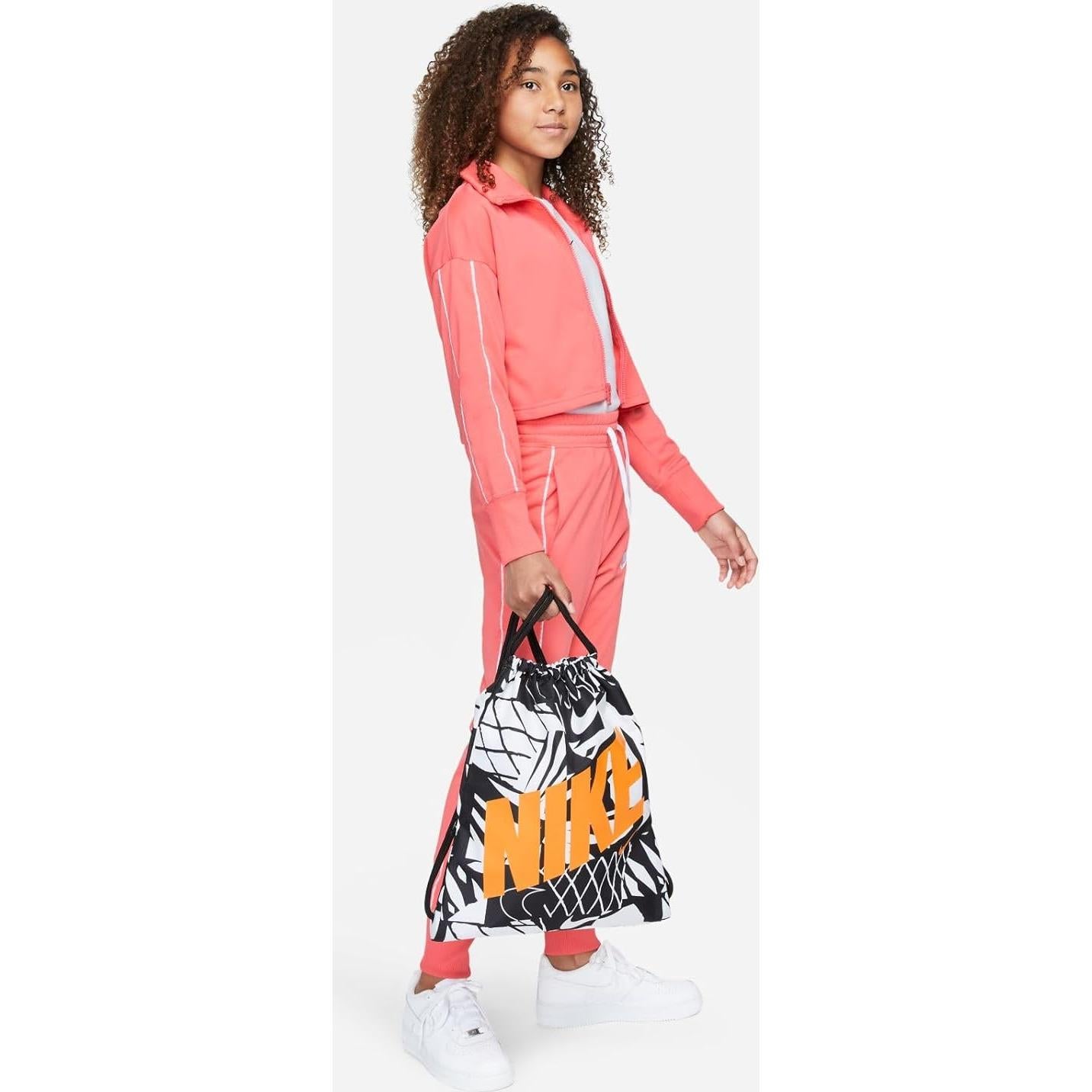 Bolsa de Cuerda Unisex Nike para Niños 12L Negro/Blanco/Naranja