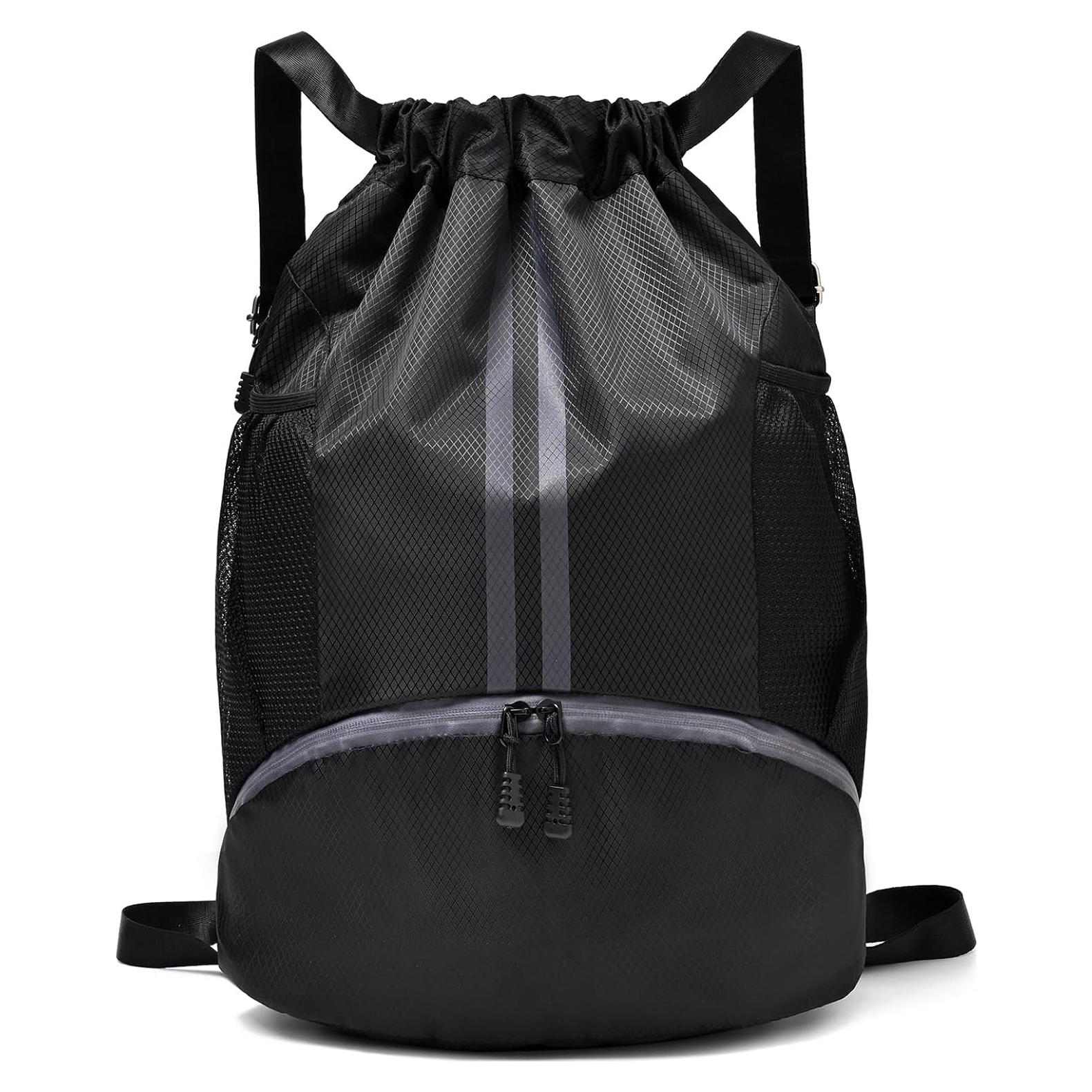Mochila de gimnasio LOKAPEGY negra impermeable 20L con cordón
