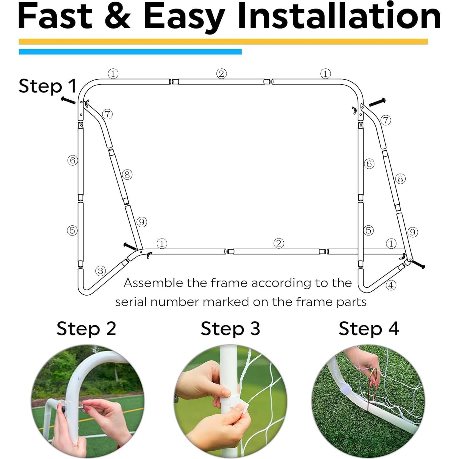 Portería de Fútbol Larkon 3.66x1.83m con Marco de Acero