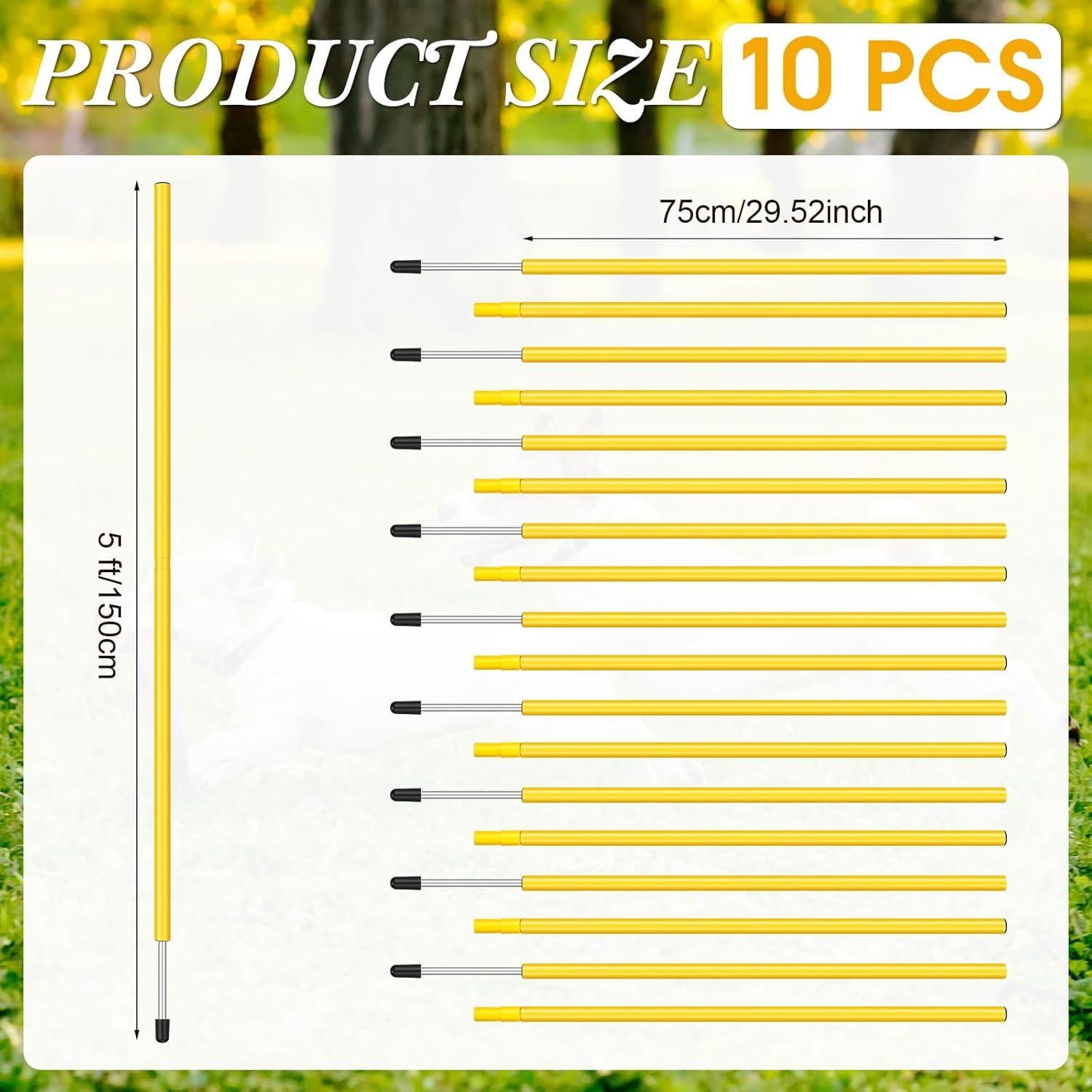 Bastones de Agilidad Blulu 1.5m Ajustables para Fútbol - 10 Piezas