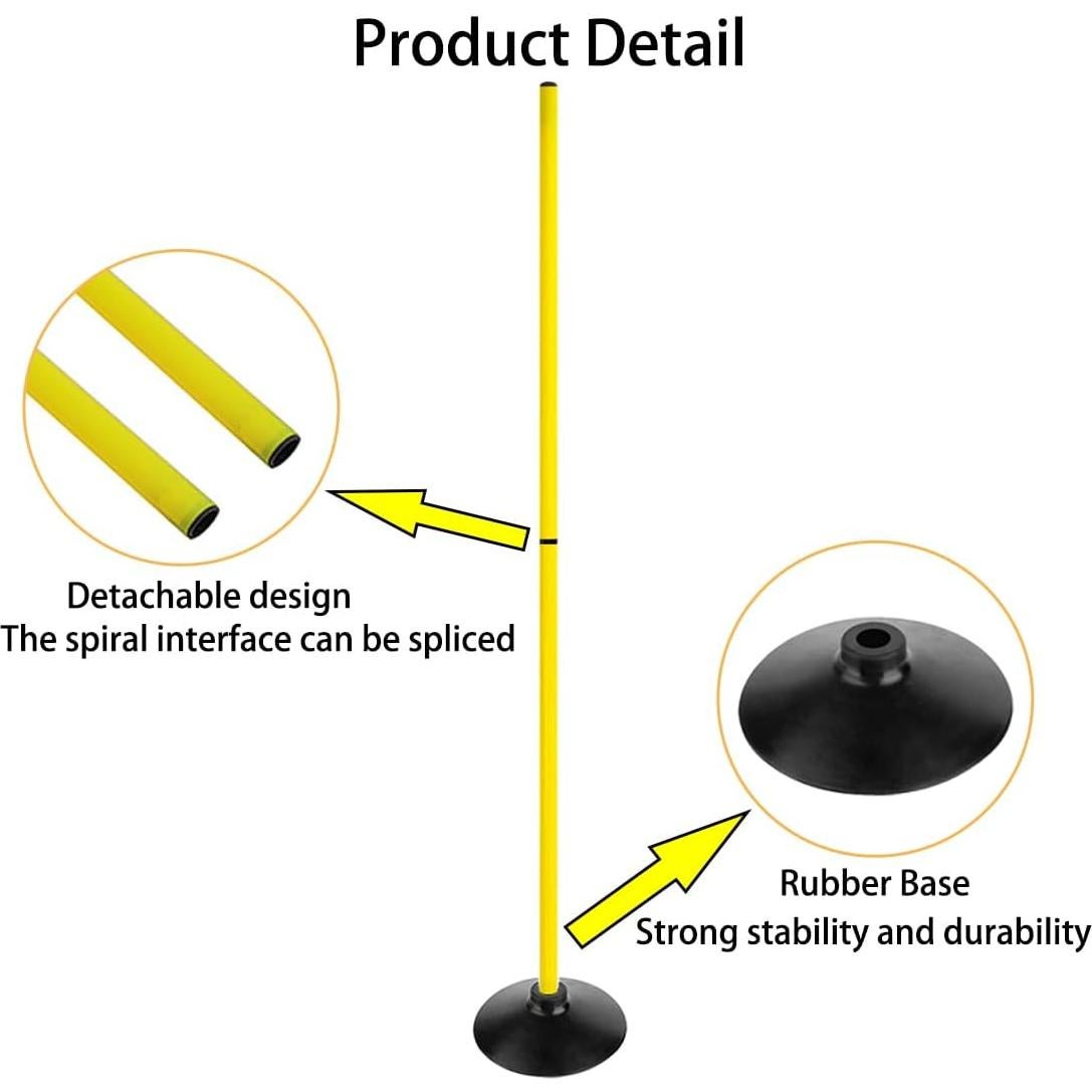 Postes de Agilidad 1.83m ASENVER con Base de Goma - Paquete de 4