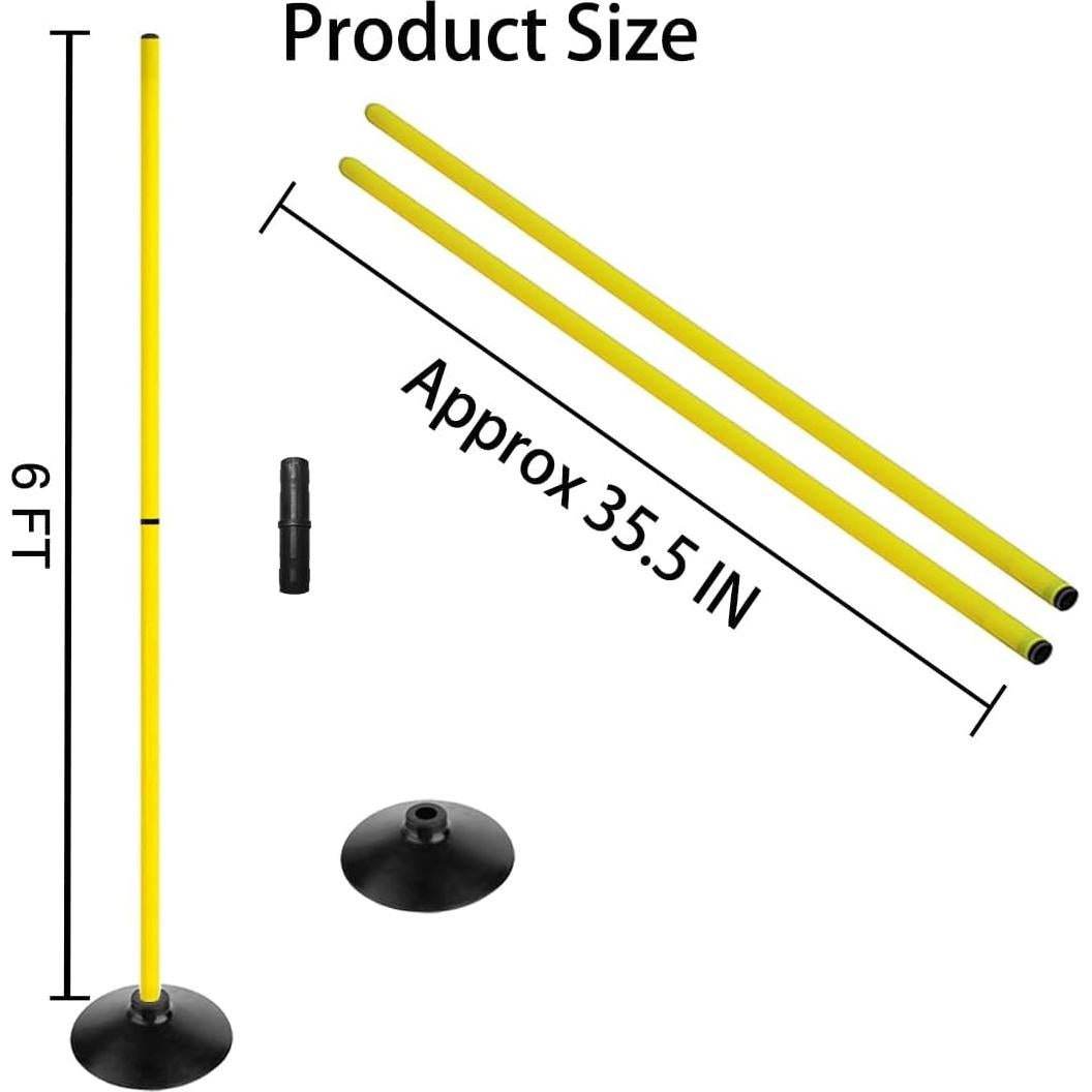 Postes de Agilidad 1.83m ASENVER con Base de Goma - Paquete de 4