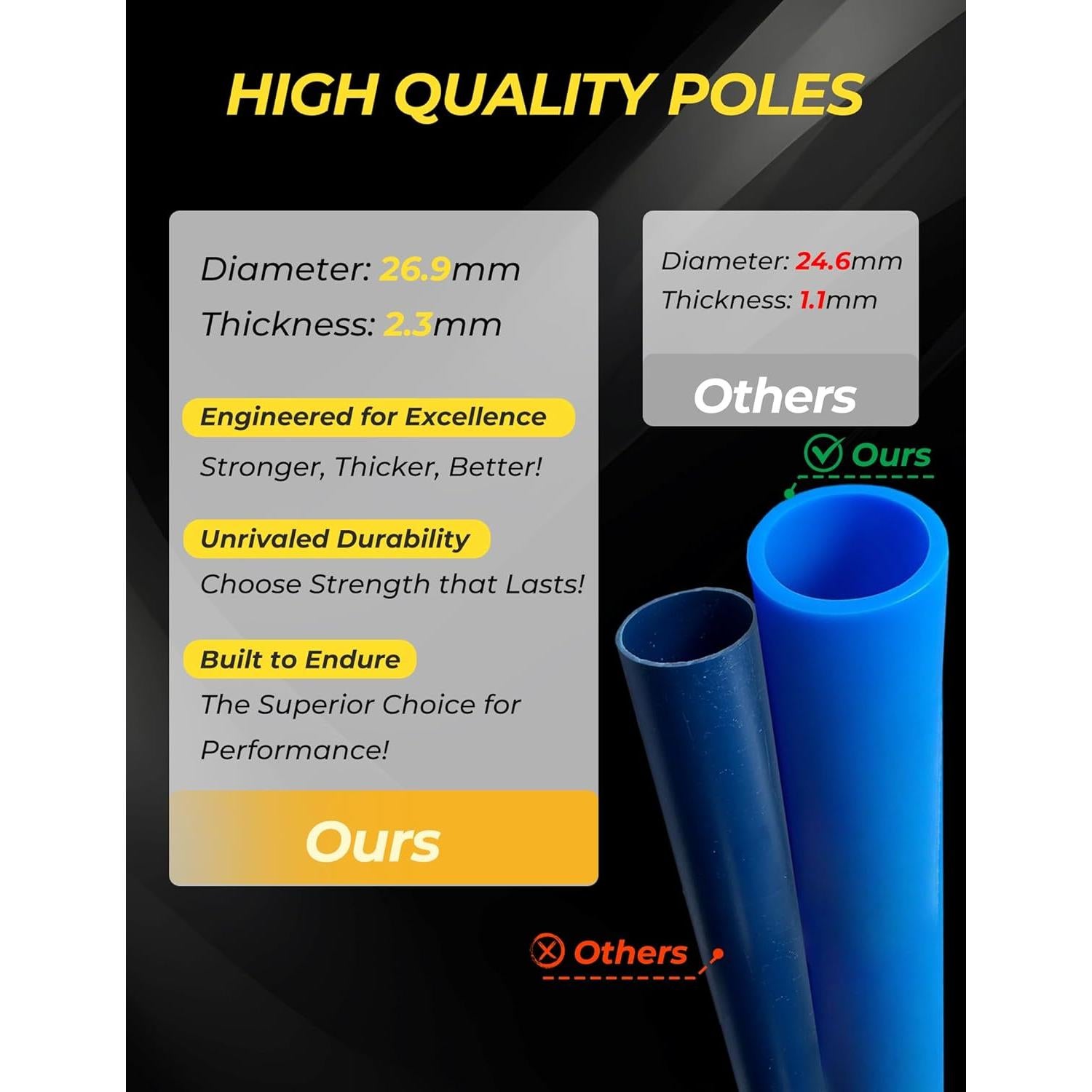 Set de Postes de Agilidad SEAOTTER 10 Piezas 1.83m Ajustables