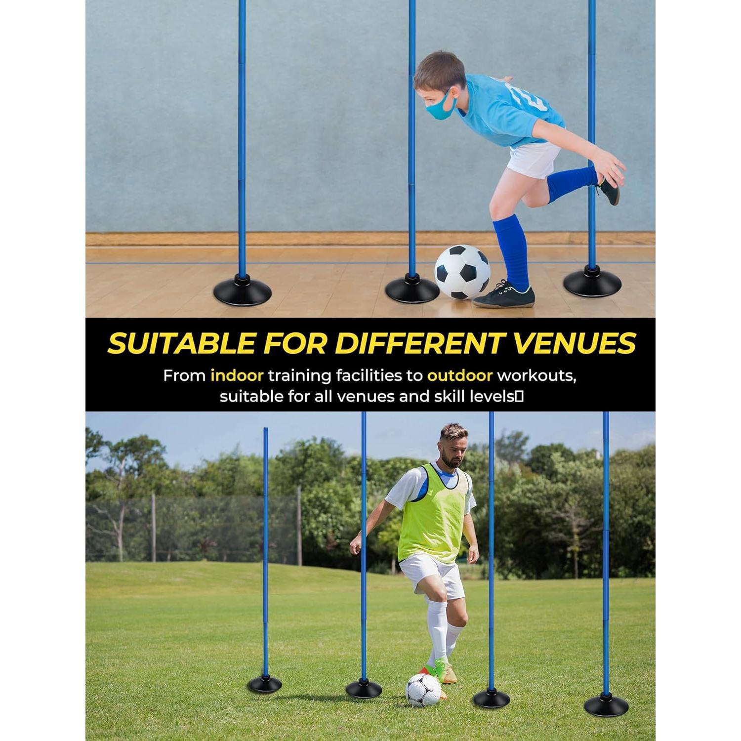 Set de Postes de Agilidad SEAOTTER 10 Piezas 1.83m Ajustables