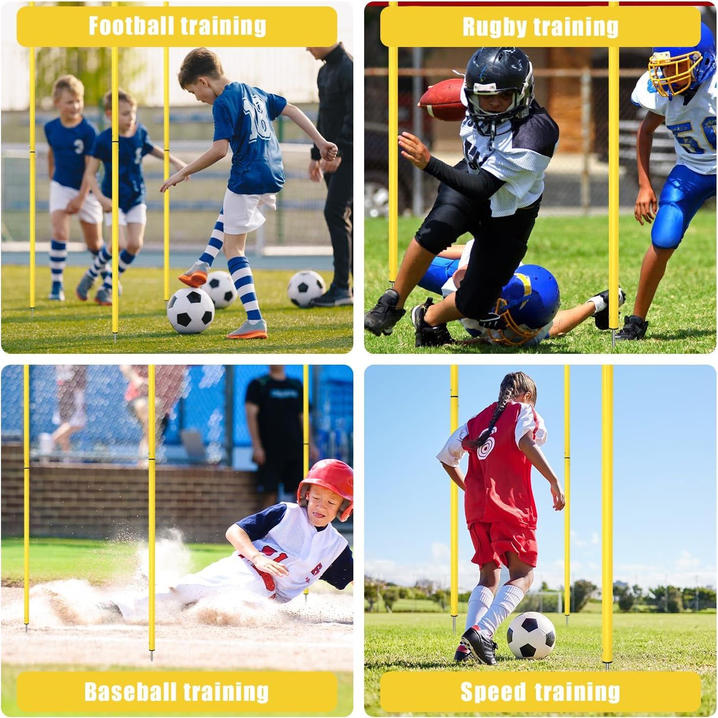 10 Postes de Agilidad Diegimr 150cm Ajustables para Fútbol