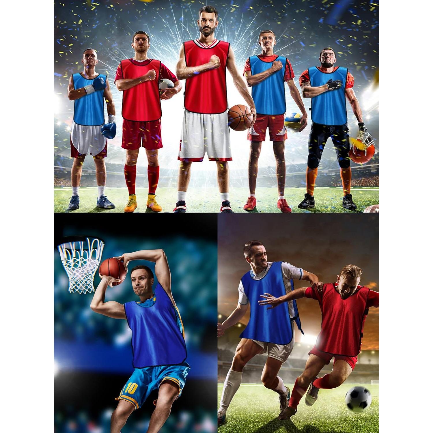 24 Chalecos de Entrenamiento Jiuguva Azul y Rojo para Deportes