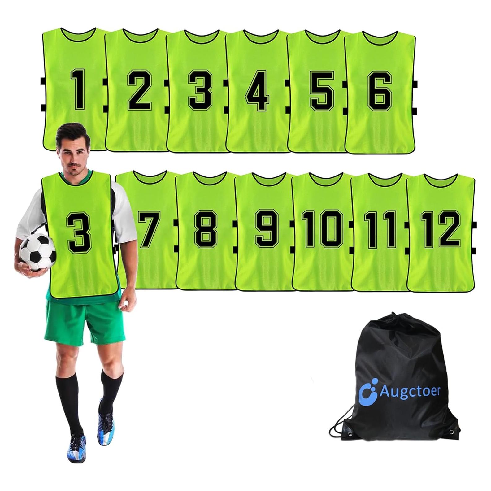 Chalecos de Entrenamiento Augctoer 12 Pcs Unisex Verde M