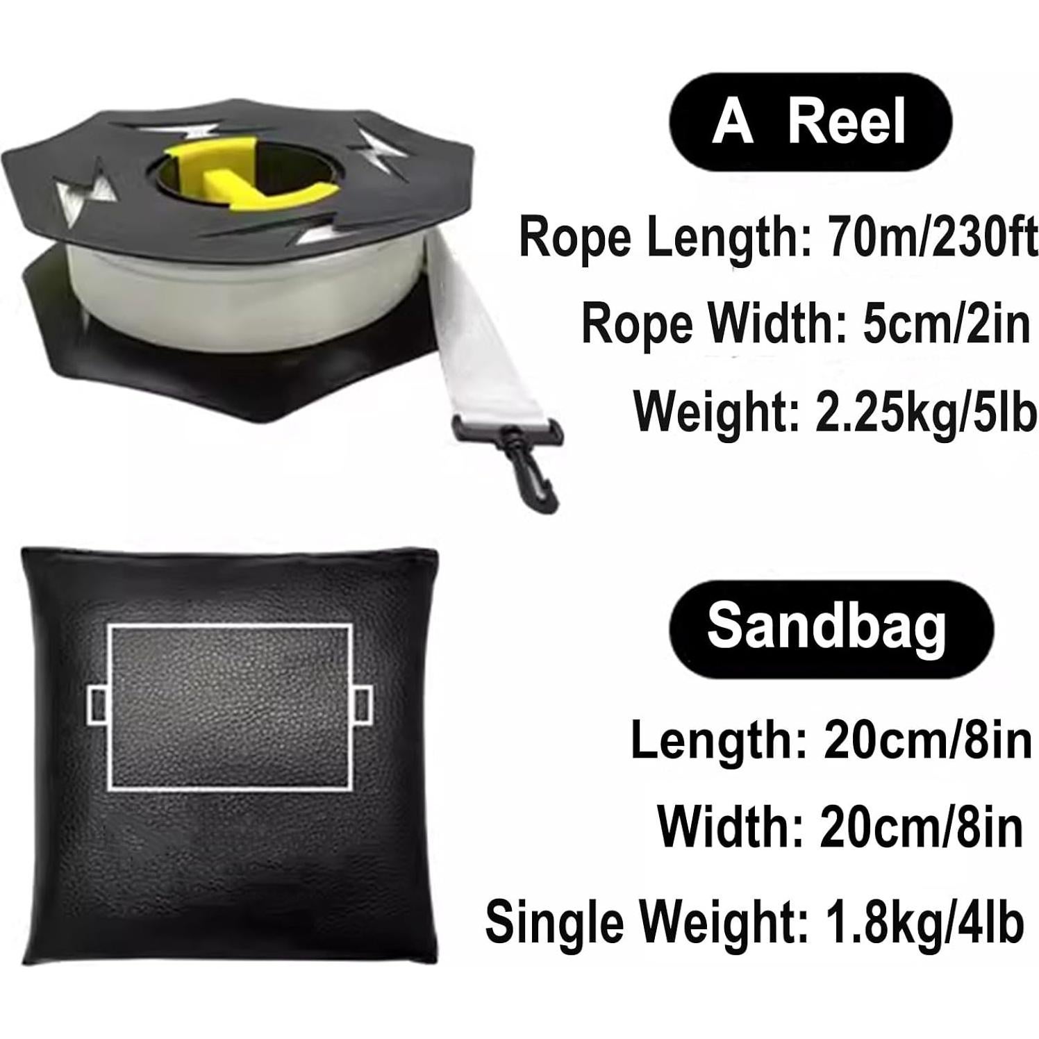 Cinta de Marcado de Campo 70m LQDMAER con Sacos de Arena