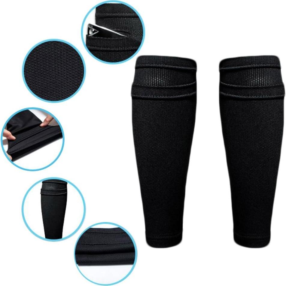 Mangas de Espinilleras Cosmos para Fútbol - 2 Pares, Negro