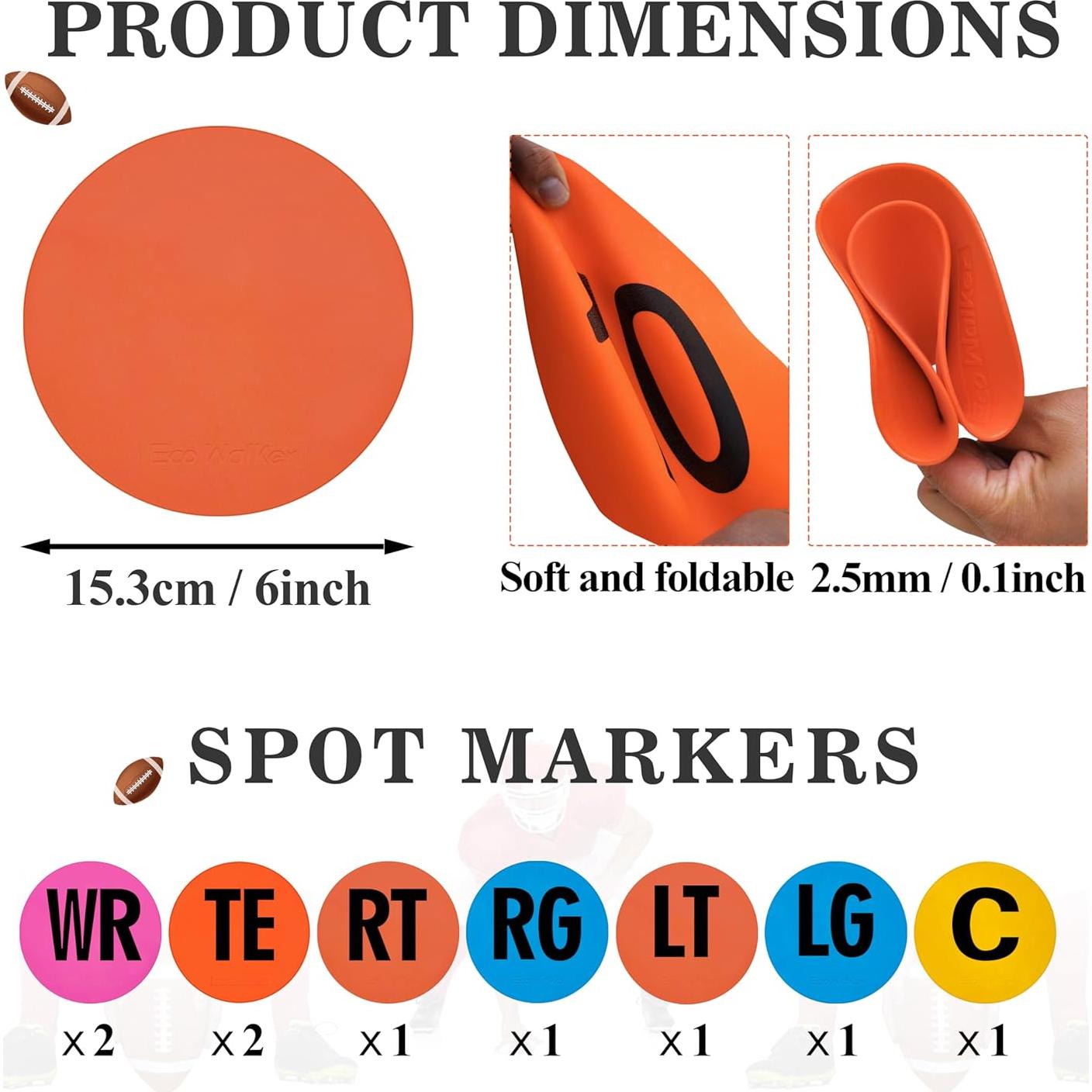 Marcadores de Posición Eco Walker 15cm para Fútbol - Set de 9