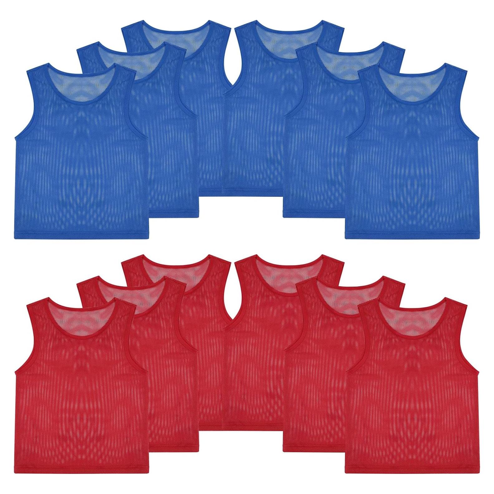 Chalecos de Fútbol PEASUG 12 Pcs Malla Transpirable Adultos Niños