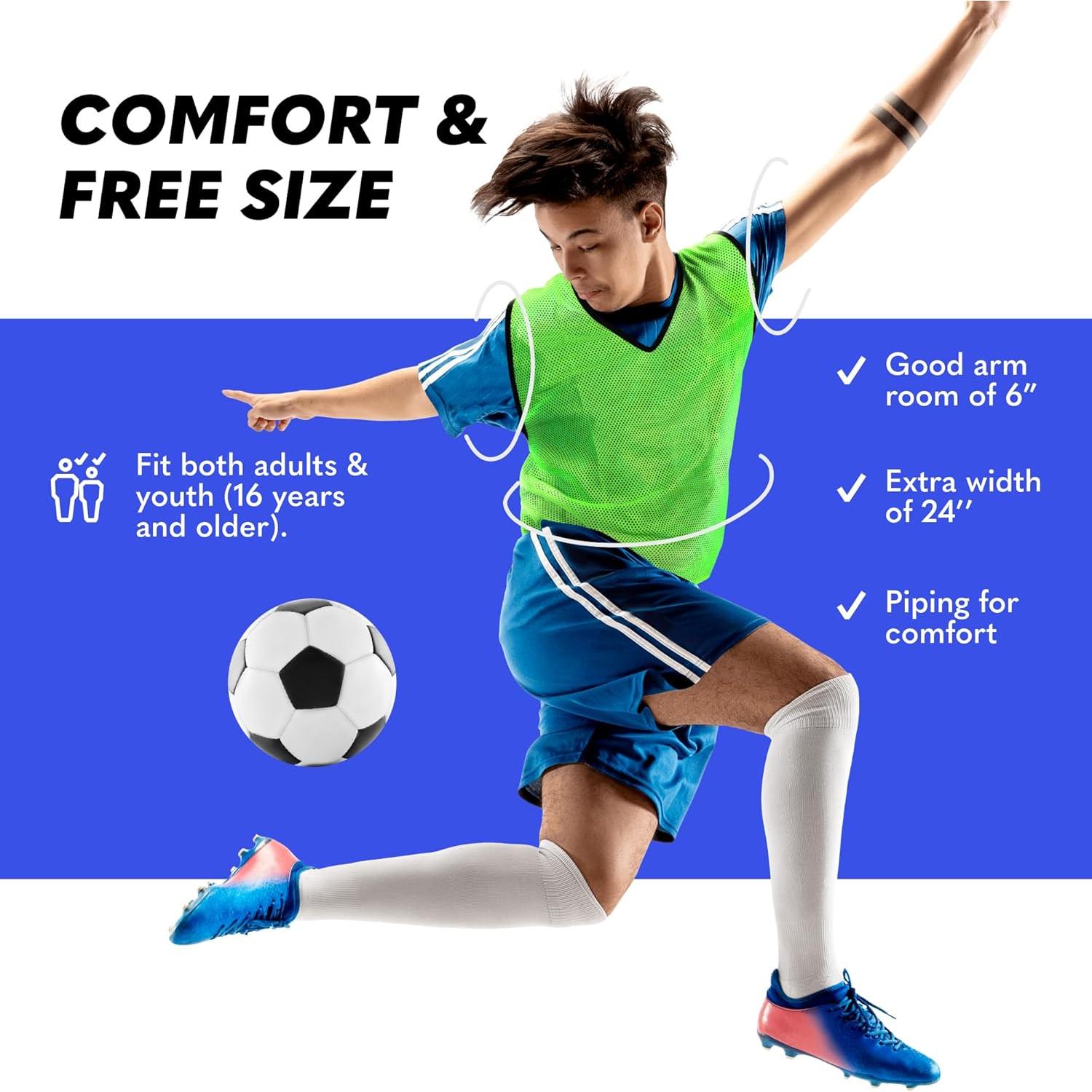 Pinnies GSI Sports - Paquete de 12 Chalecos para Jóvenes/Adultos - 5 Colores