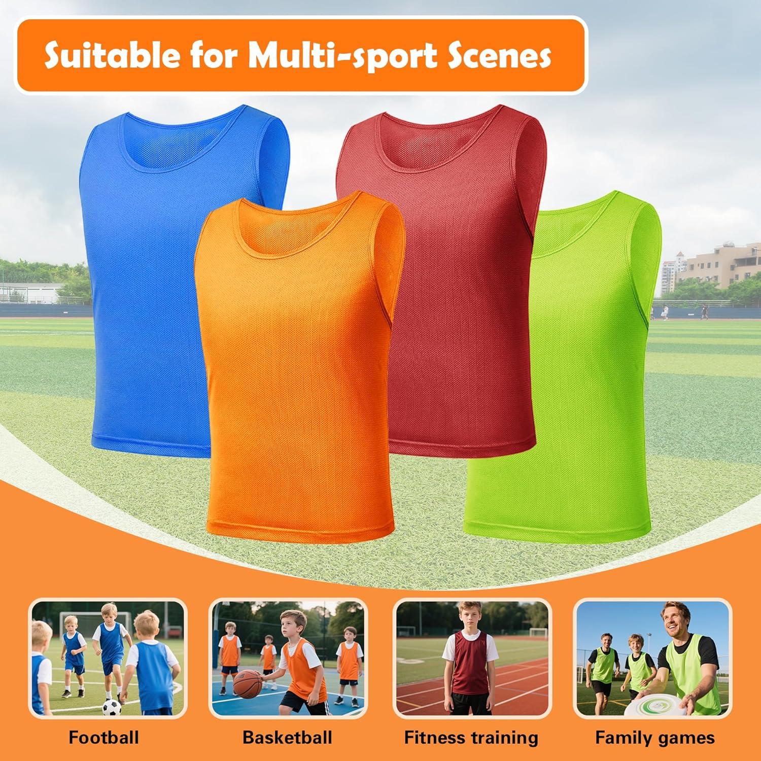 Set de 6 Chalecos Deportivos EVTHSU para Adultos y Niños - Naranja