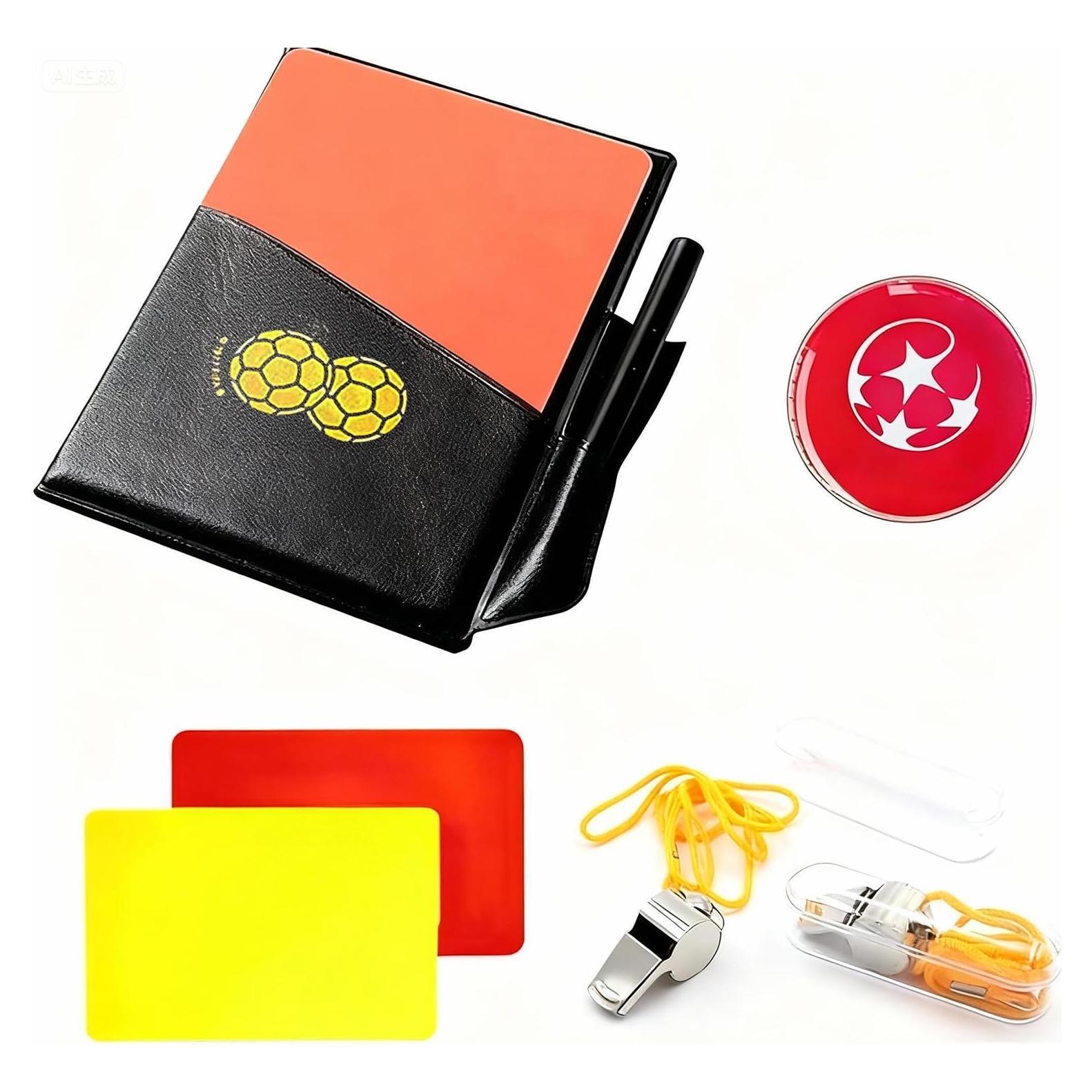 Kit de árbitro de fútbol 3 en 1 con silbato y tarjetas