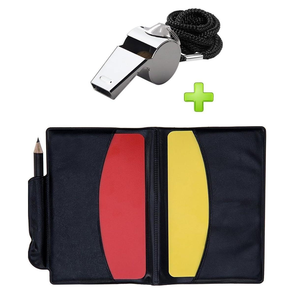 Kit de Árbitro de Fútbol Golvery - Silbato de Metal y Tarjetas
