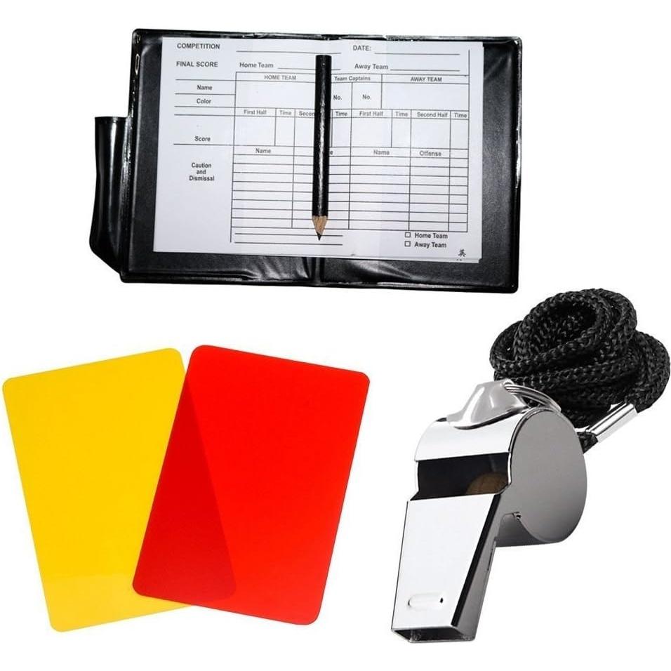 Kit de Árbitro de Fútbol Golvery - Silbato de Metal y Tarjetas