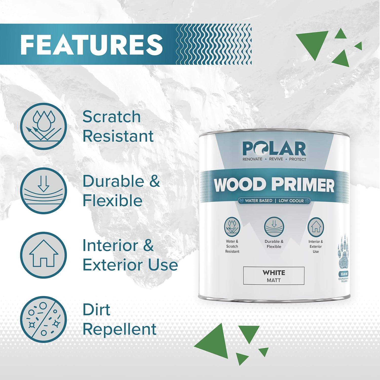 Imprimación de Madera Polar 1L Blanco Mate - Pintura a Base de Agua
