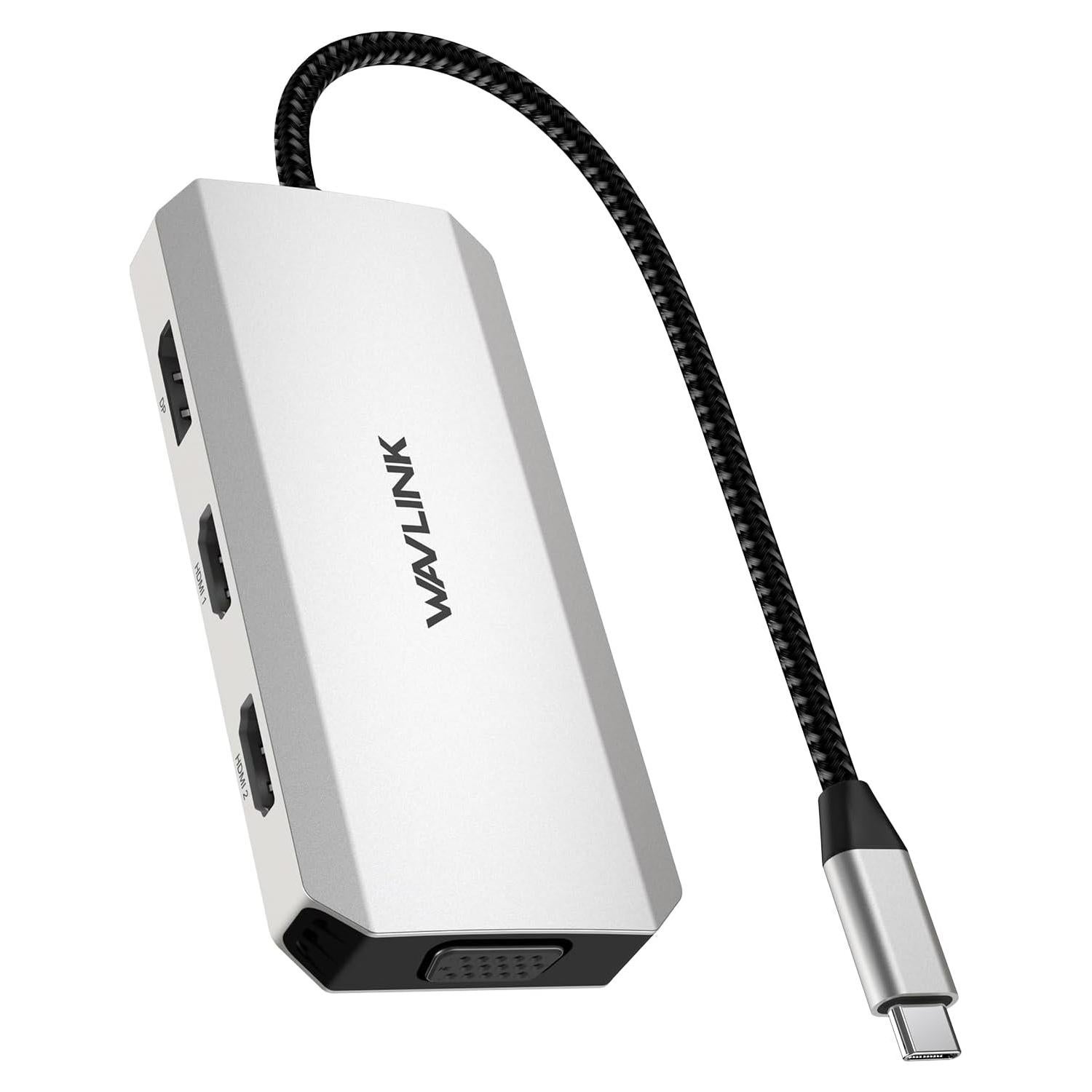 Adaptador USB C a Doble HDMI 4K 60Hz Winstars 7-en-1
