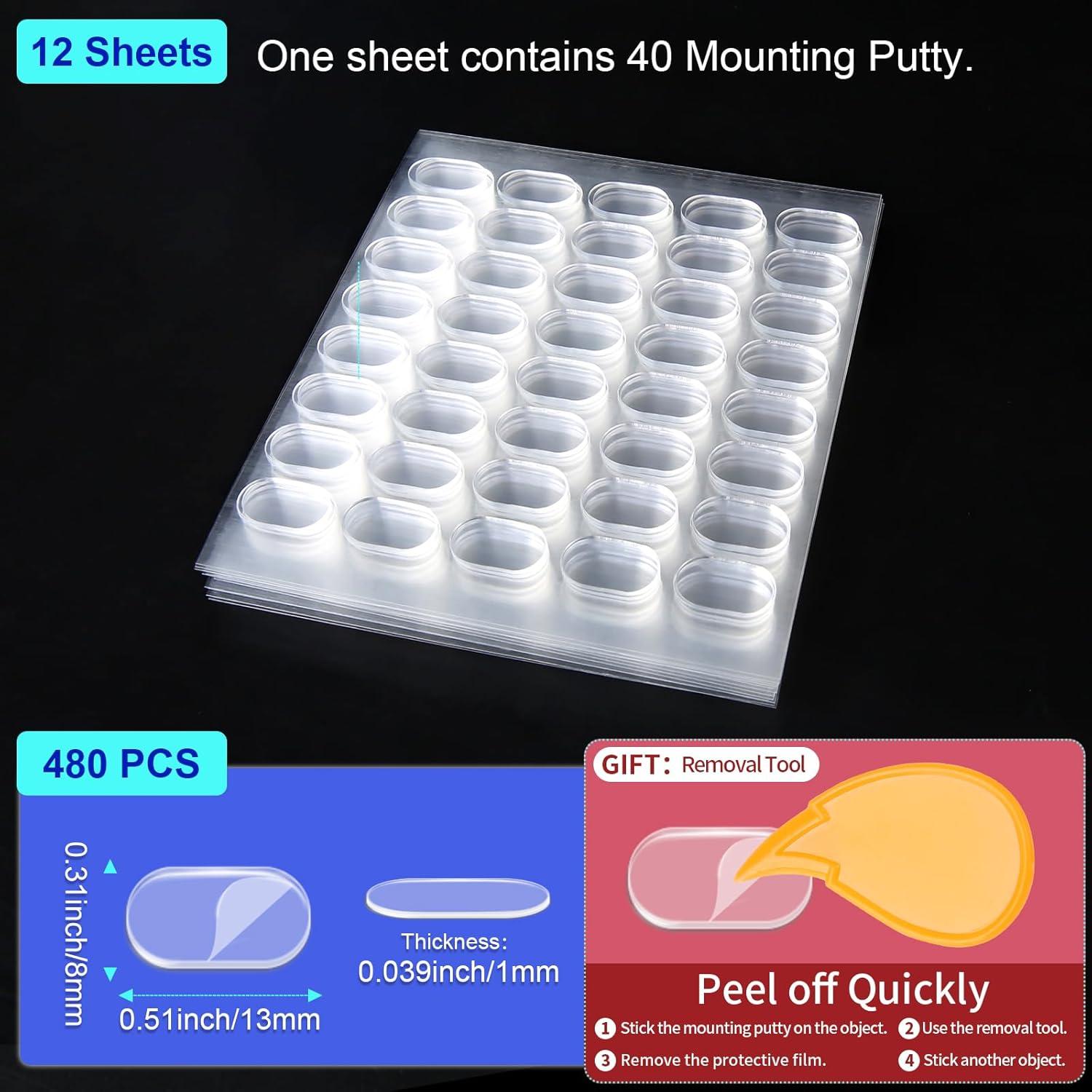 480 Puntos Adhesivos de Masilla Transparente Nanjing 8x13mm