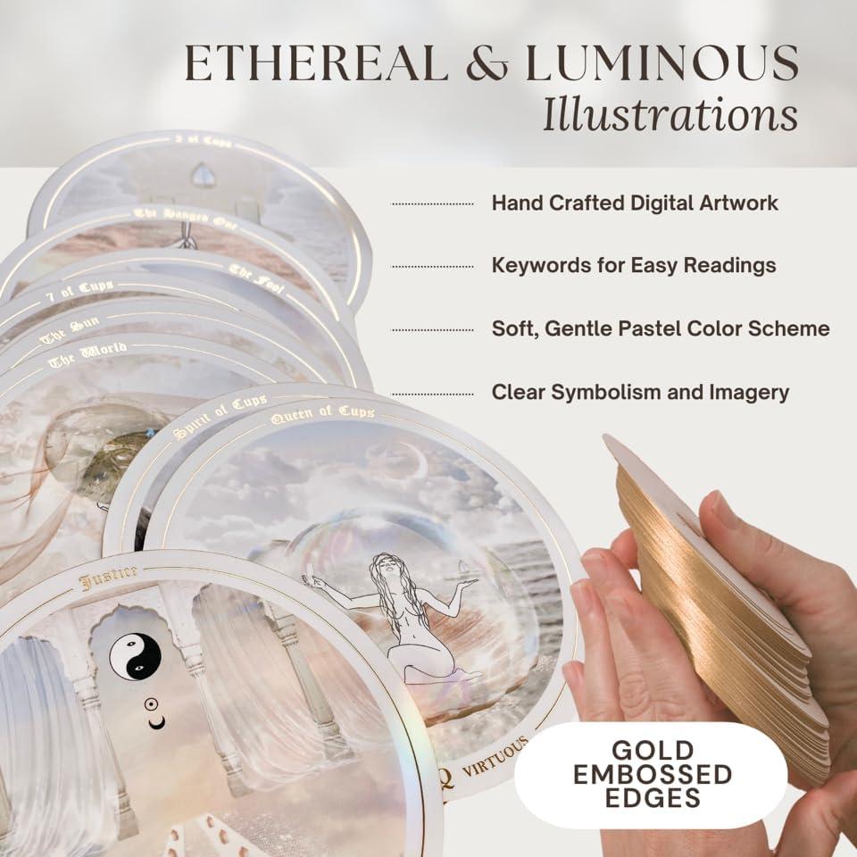 Baraja de Tarot Redonda 78 Cartas Prism + Fleur con Guía