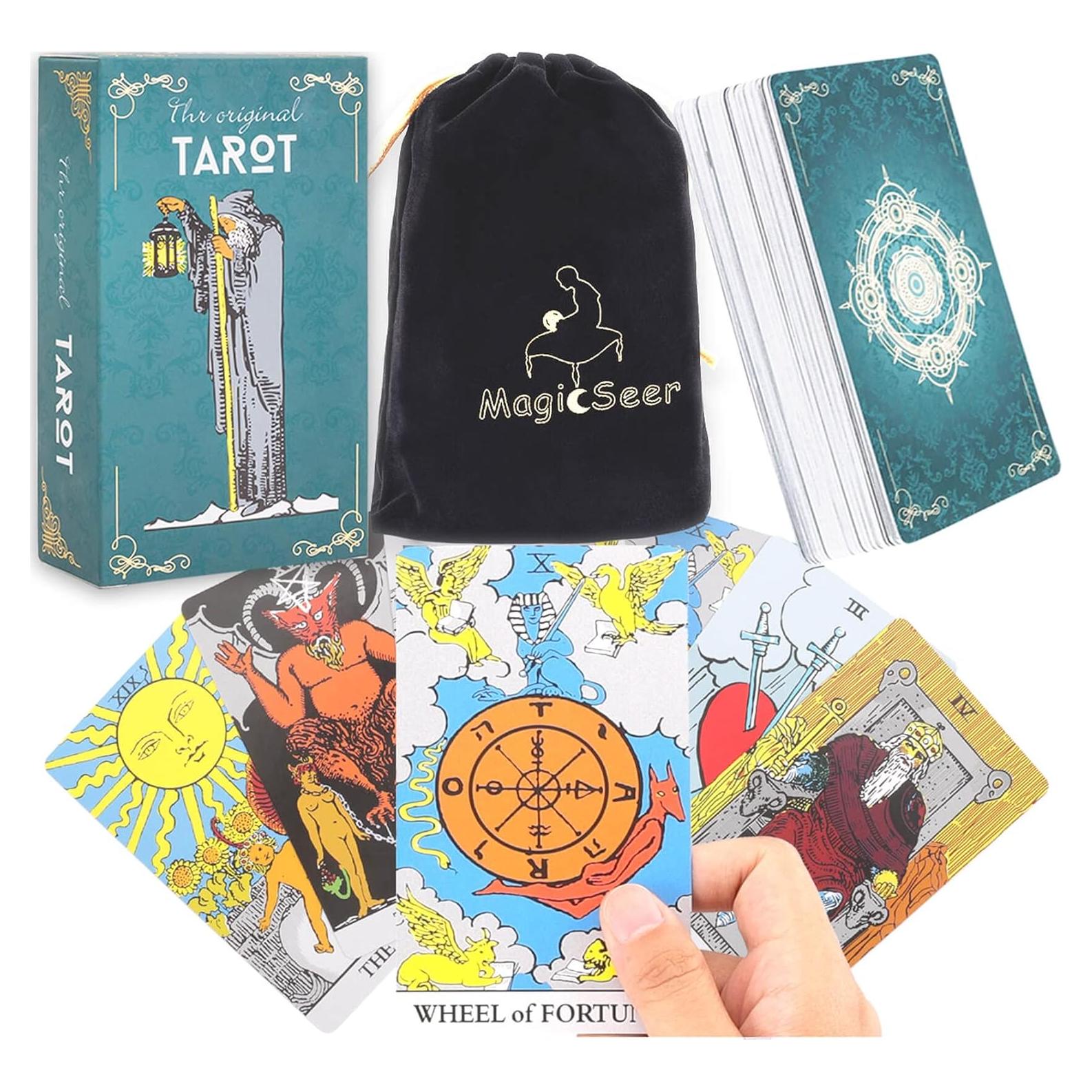 Cartas de Tarot MagicSeer Sin Bordes 78 Pcs con Bolsa Terciopelo