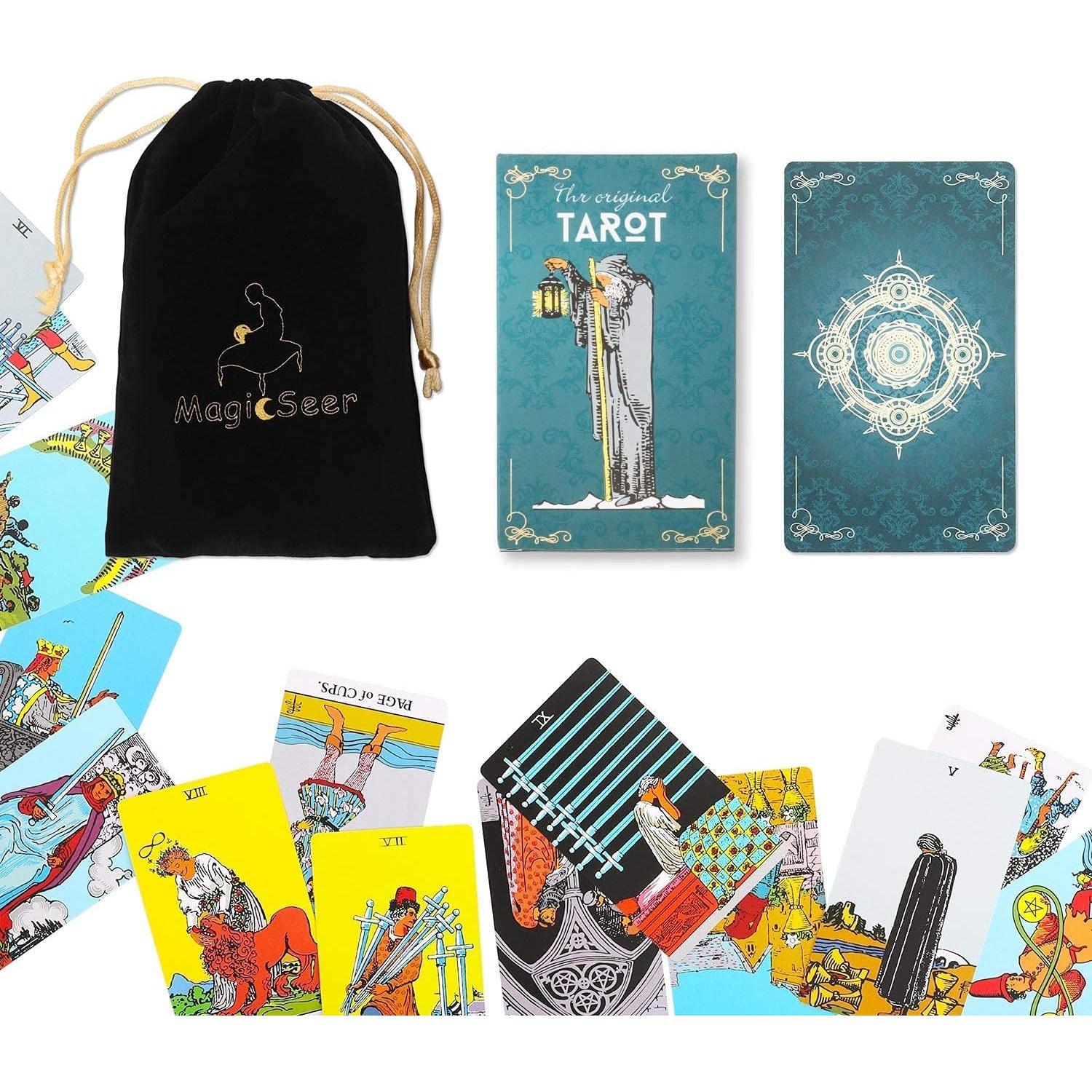 Cartas de Tarot MagicSeer Sin Bordes 78 Pcs con Bolsa Terciopelo