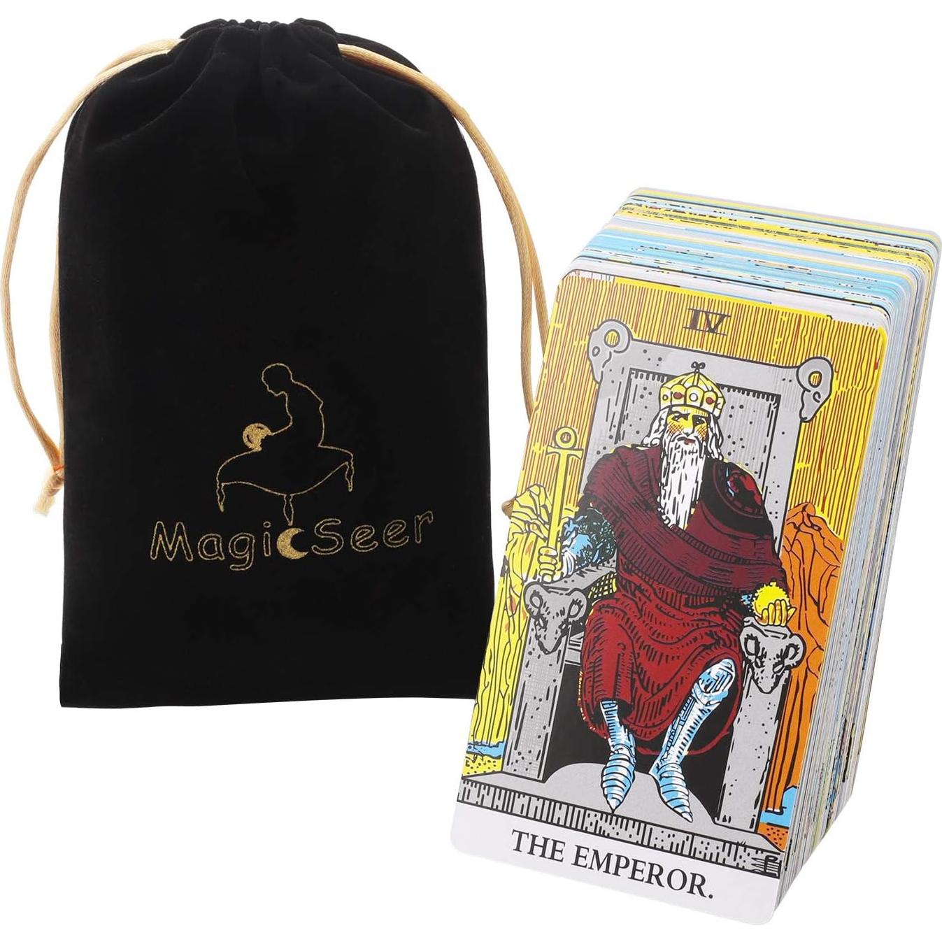 Cartas de Tarot MagicSeer Sin Bordes 78 Pcs con Bolsa Terciopelo