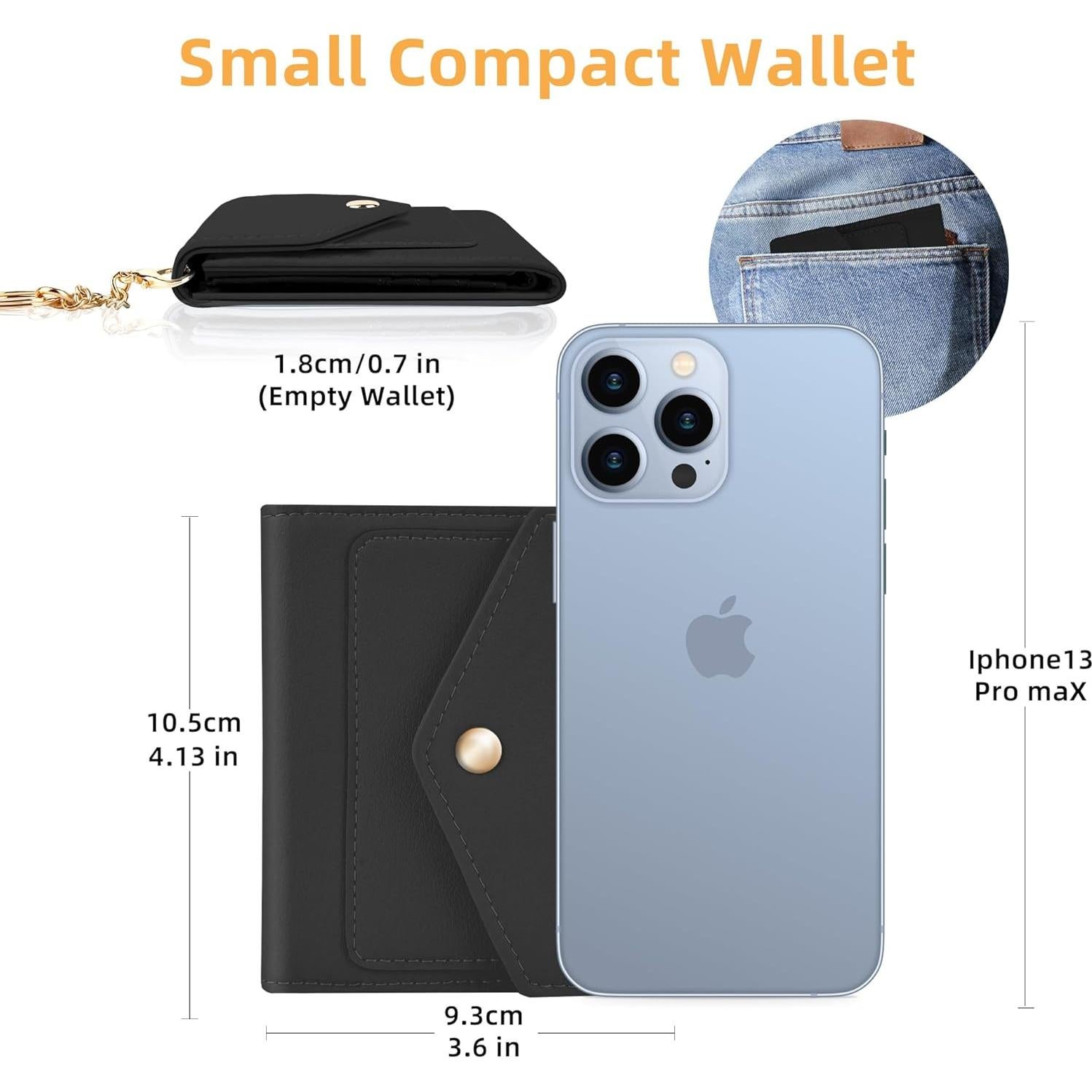 Billetera Mujer Gostwo RFID Trifold Cuero Compacta Negra