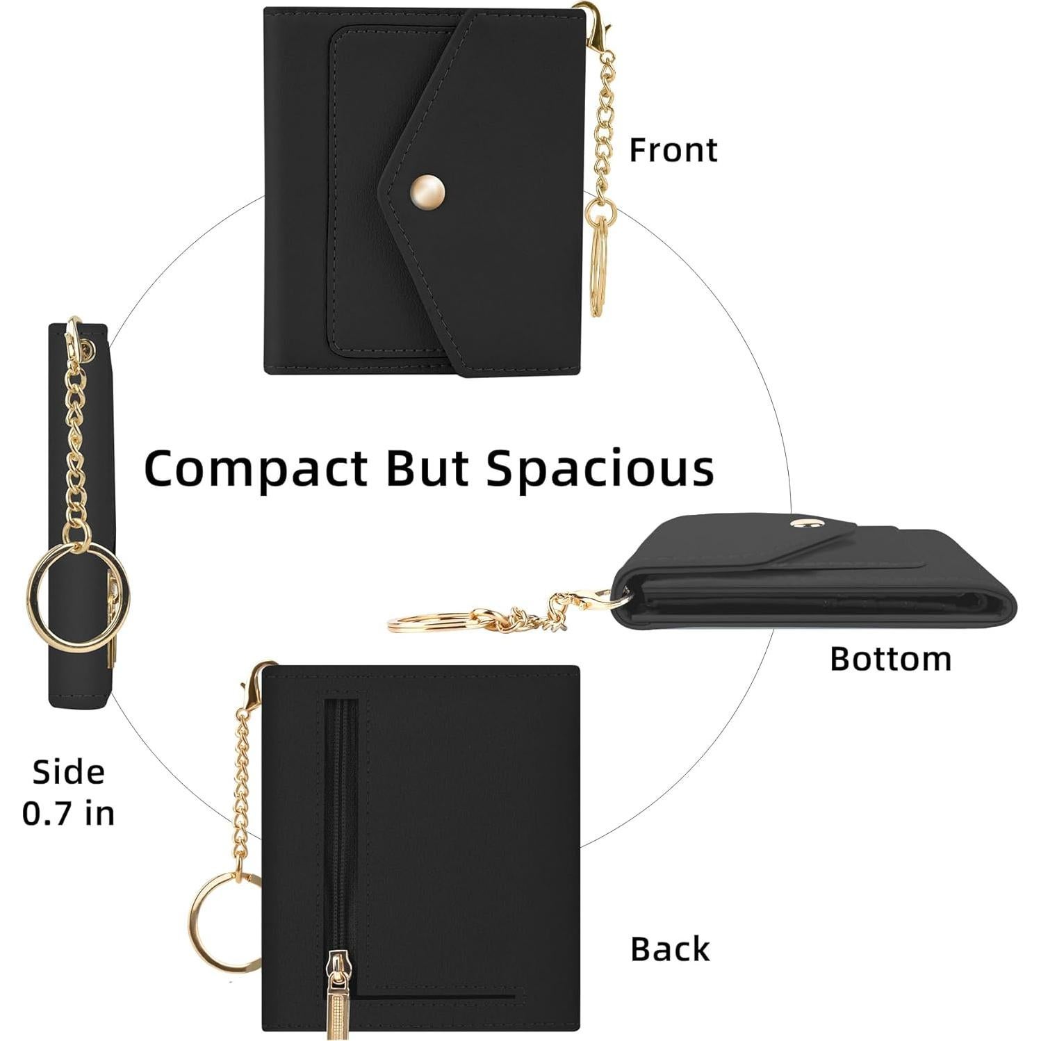 Billetera Mujer Gostwo RFID Trifold Cuero Compacta Negra