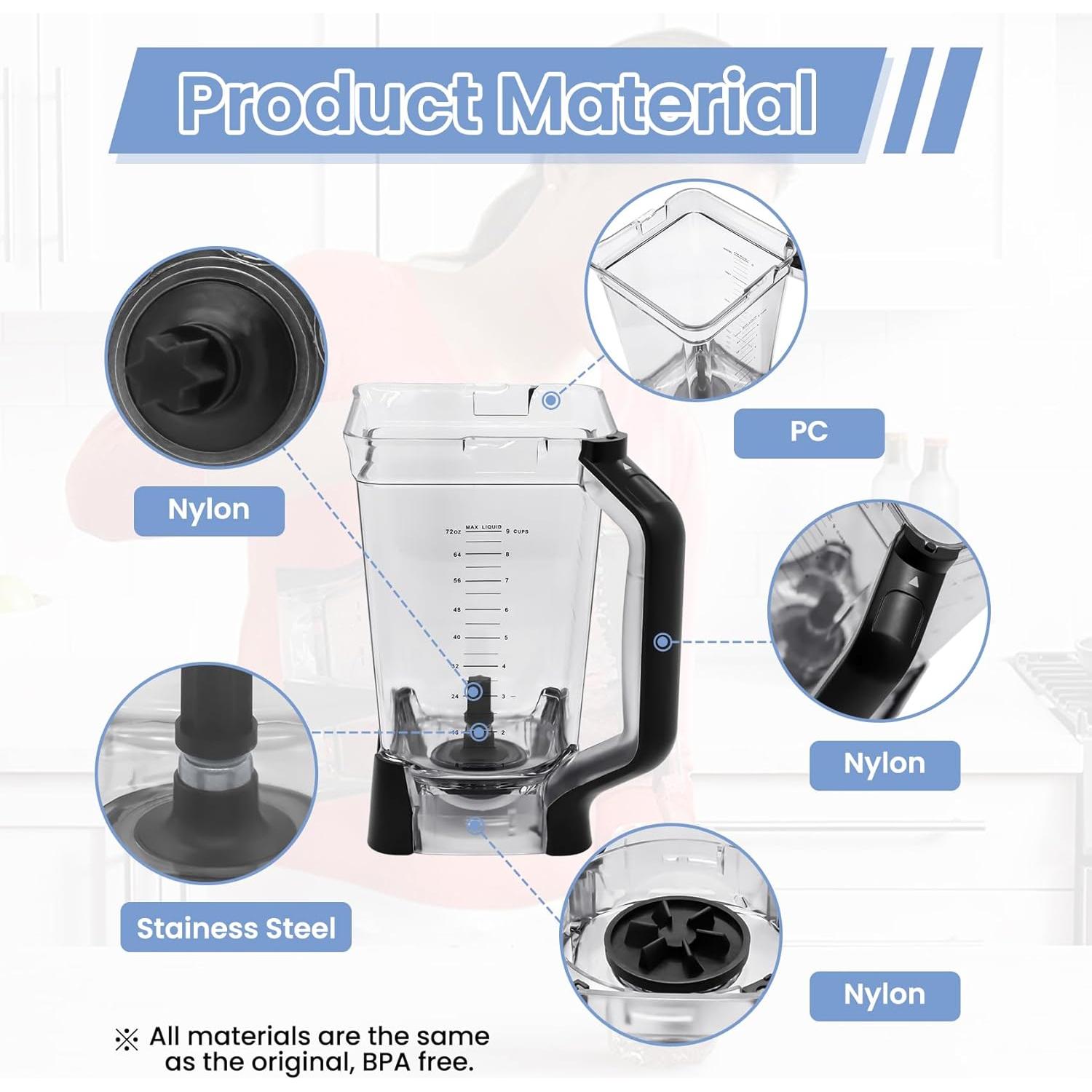 Jarra de Reemplazo 2,07L WARDFYT para Ninja BL610 y más