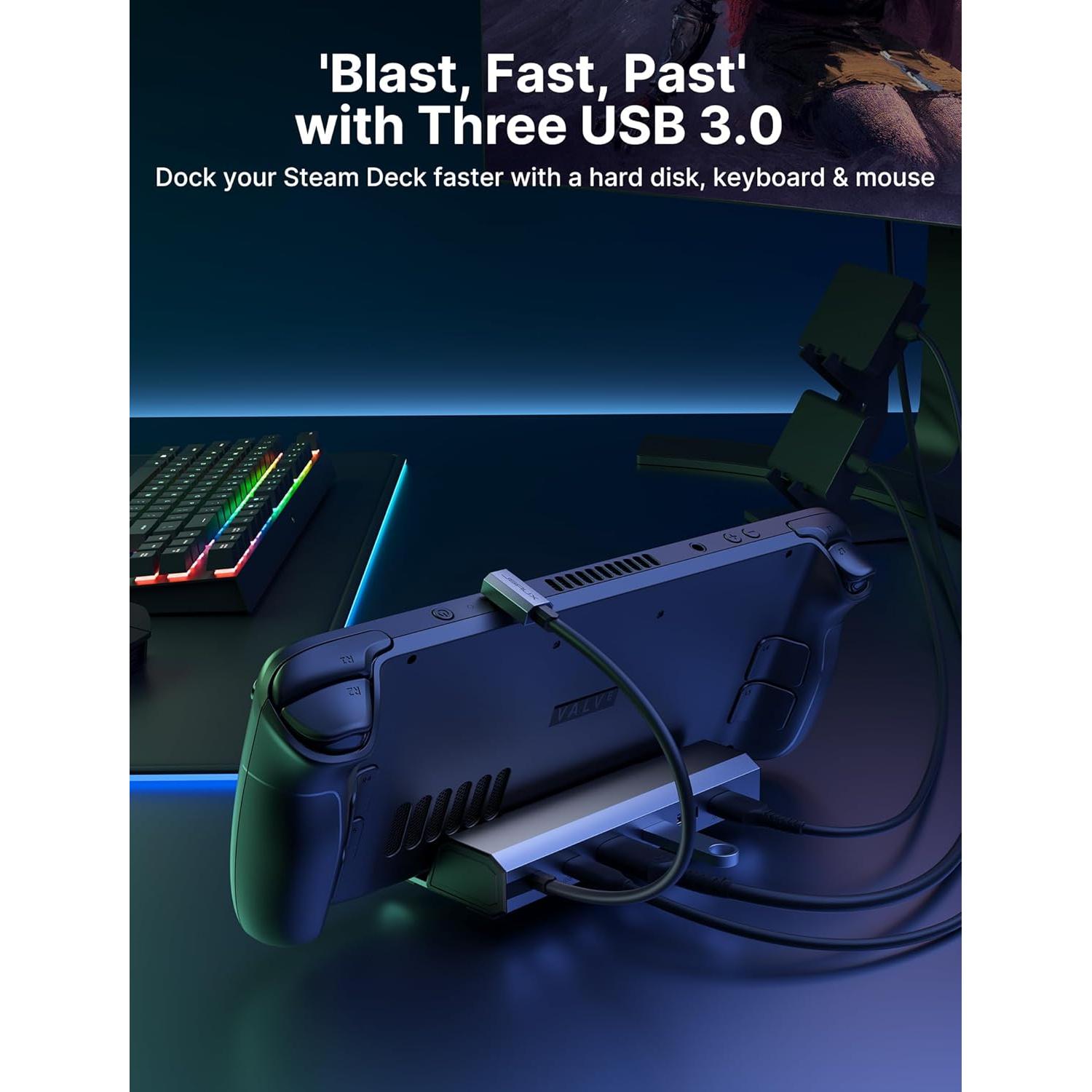 Dock JSAUX 6 en 1 para Steam Deck y ROG Ally HDMI 4K