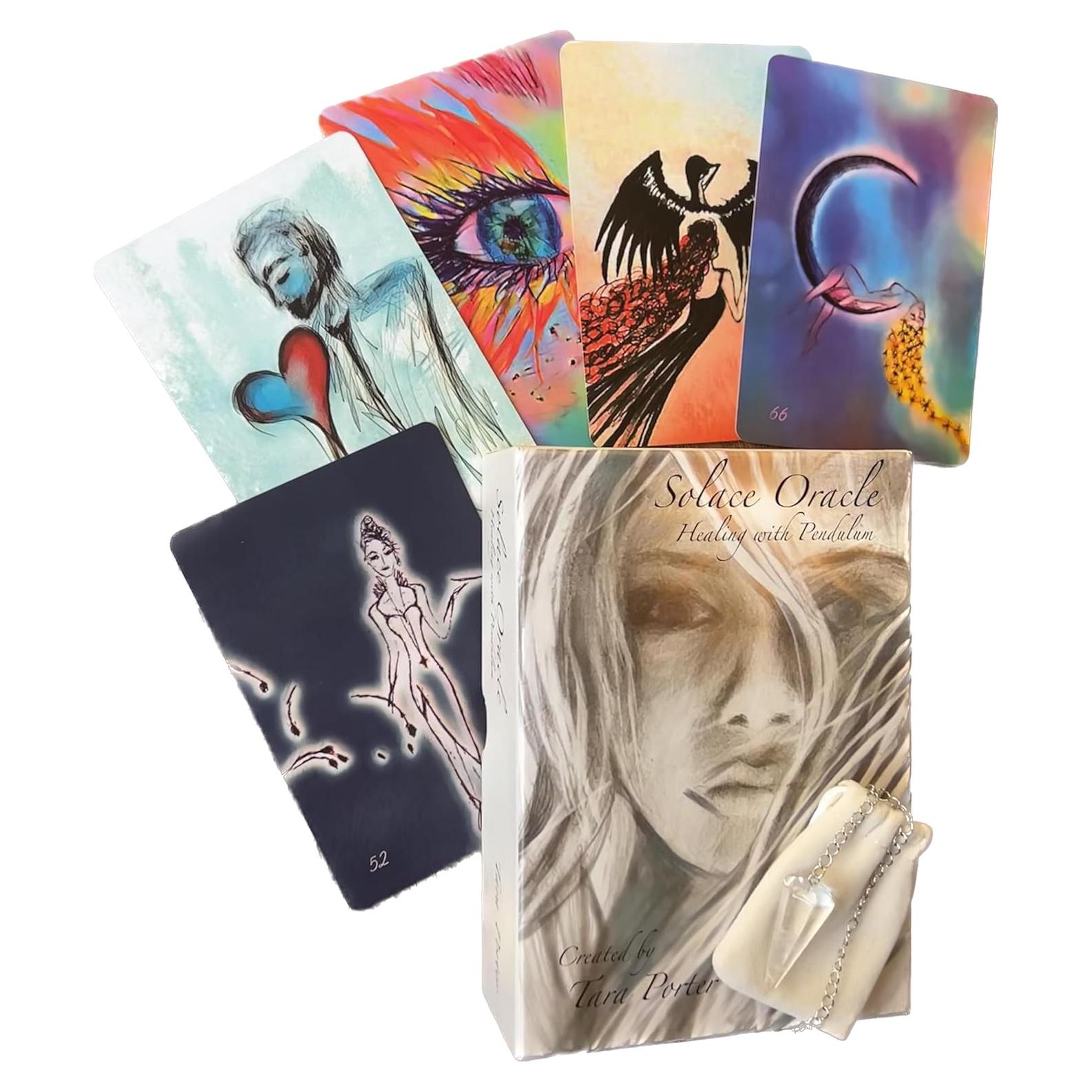 Oráculo de Solace - Juego de 77 Cartas y Péndulo de Cuarzo Claro