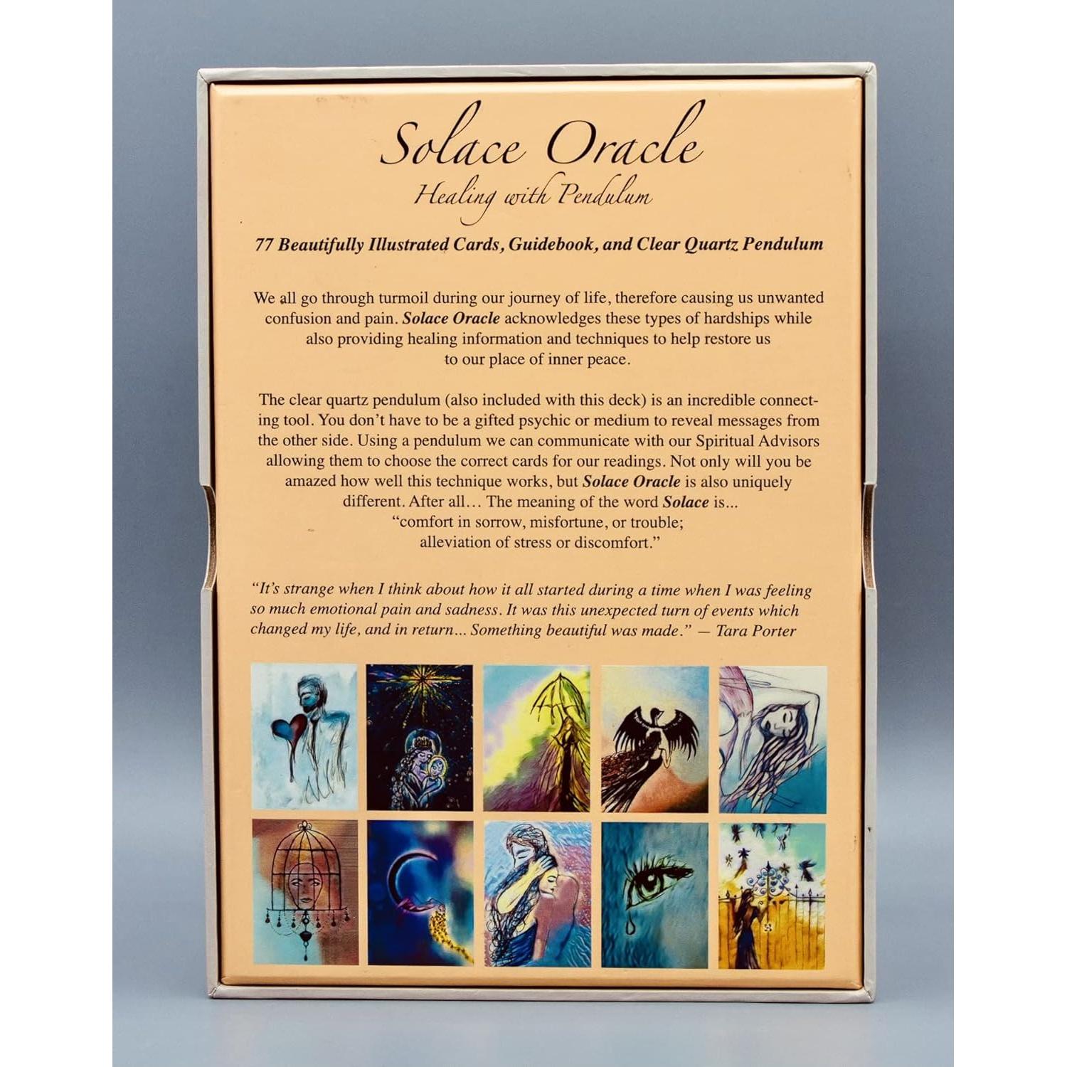 Oráculo de Solace - Juego de 77 Cartas y Péndulo de Cuarzo Claro
