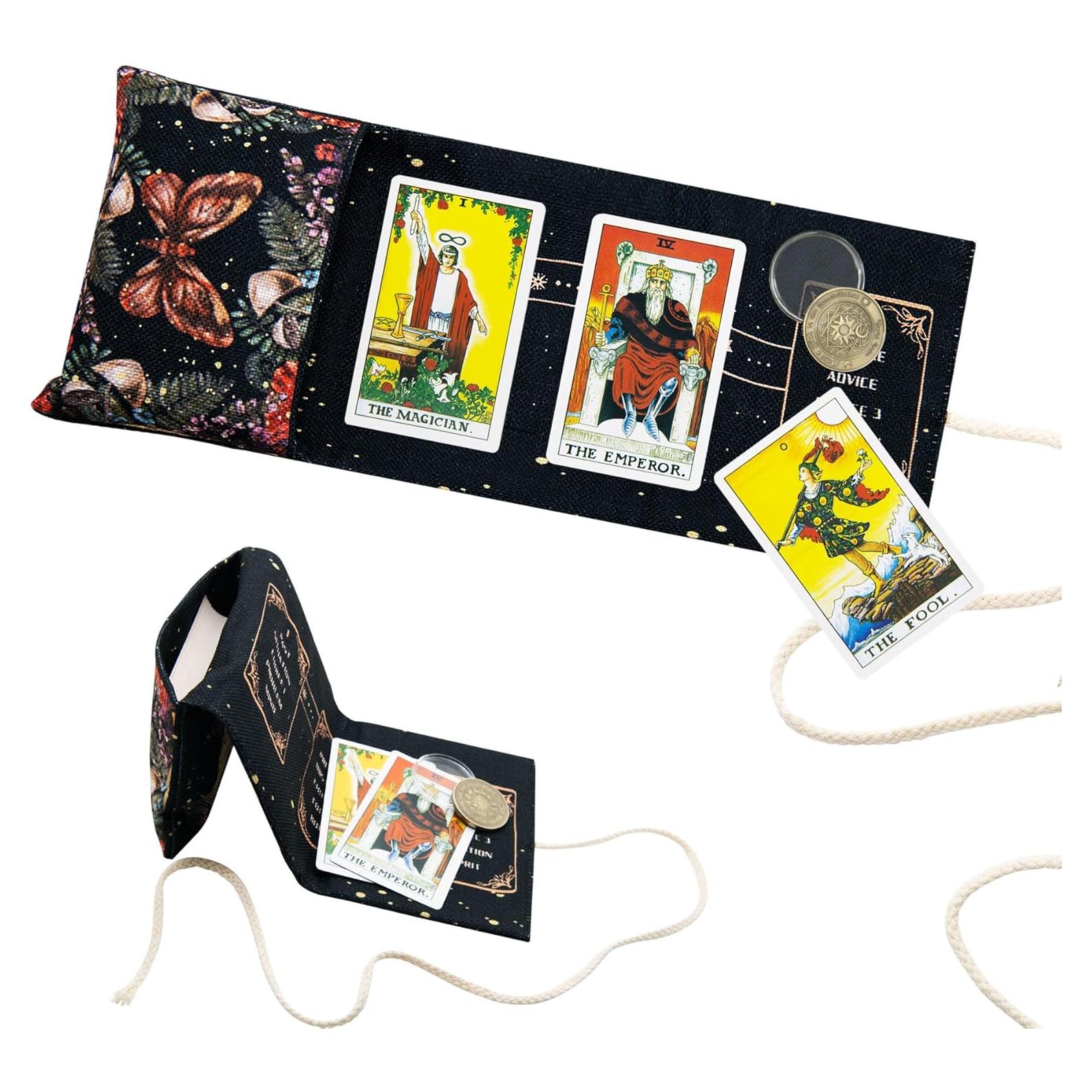 Soporte de Cartas del Tarot Knana - Alfombrilla y Bolsa de Lino