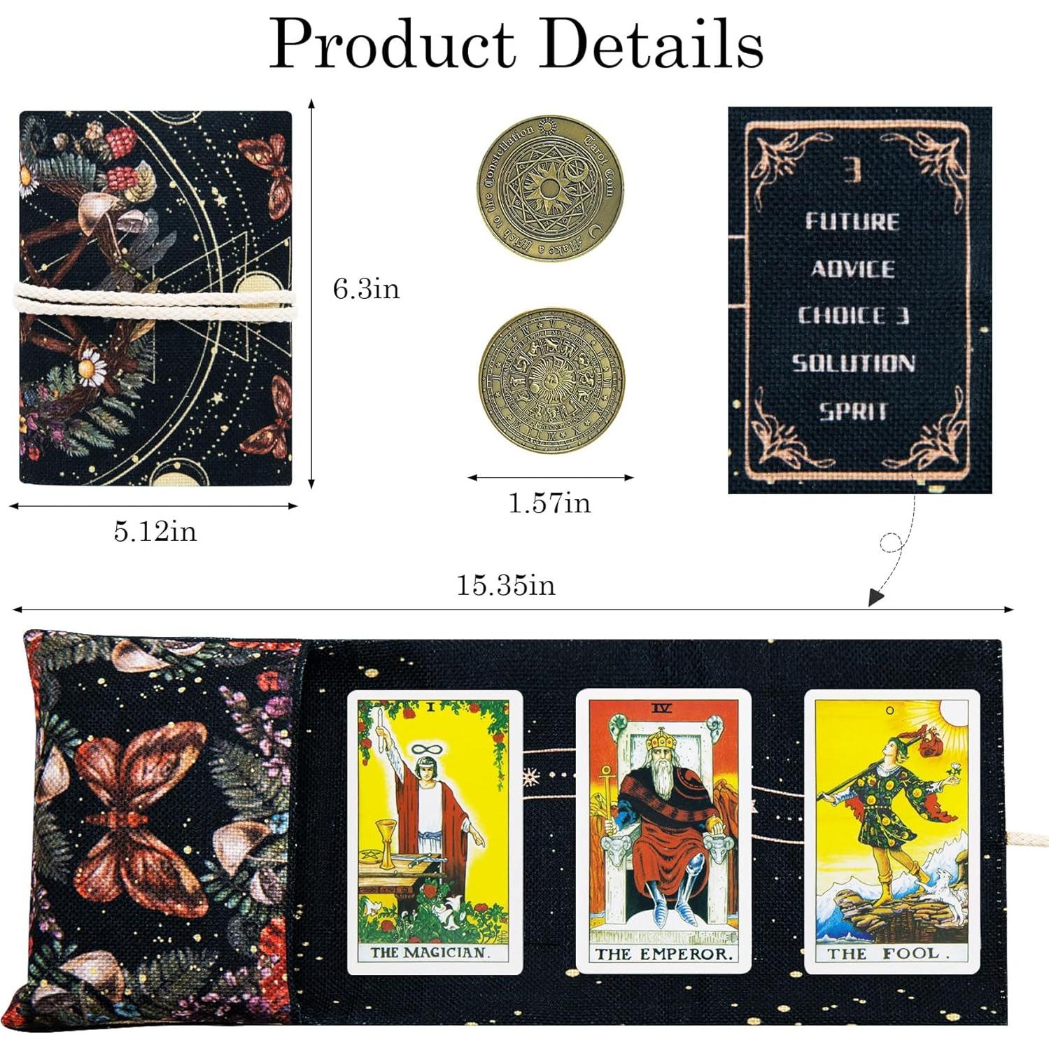 Soporte de Cartas del Tarot Knana - Alfombrilla y Bolsa de Lino