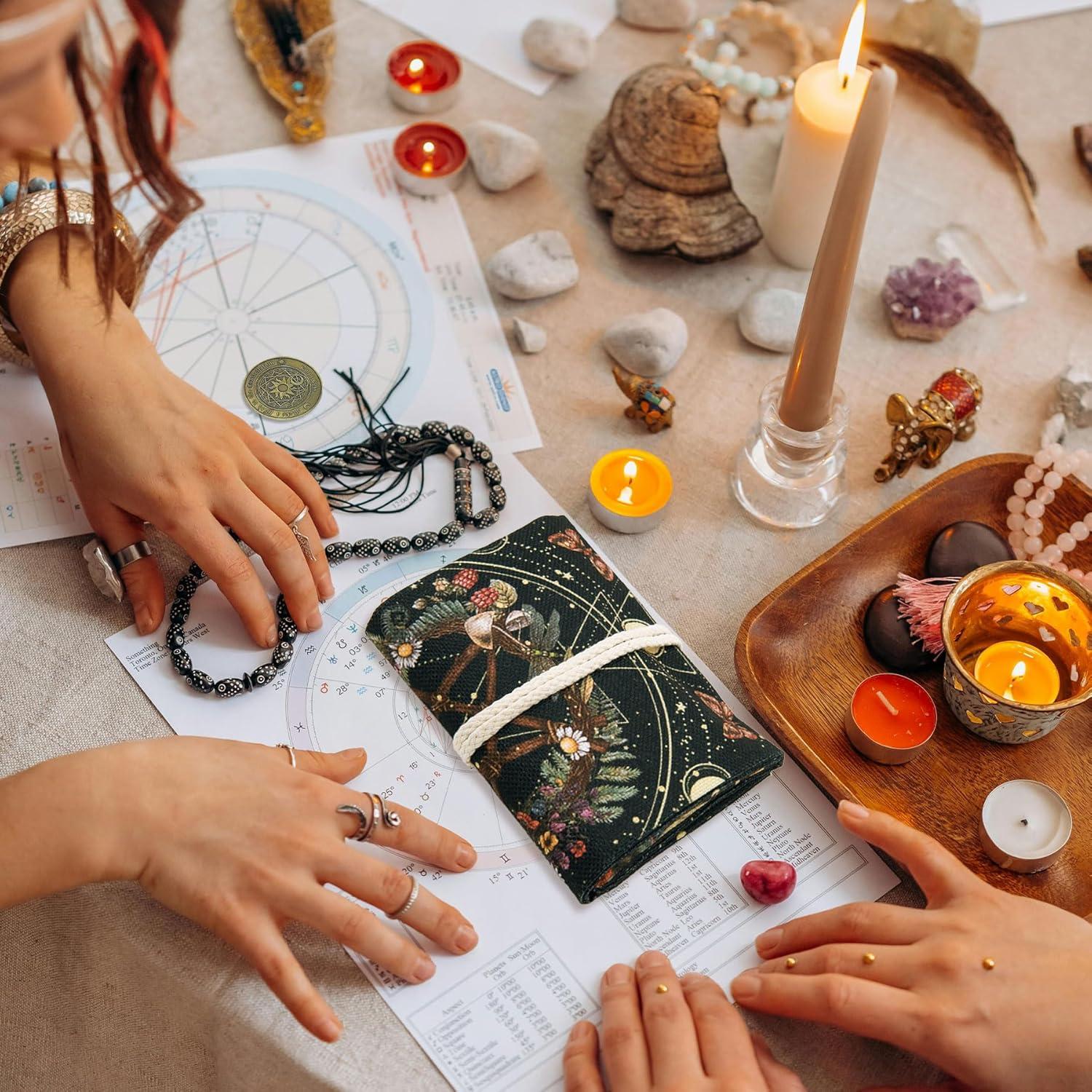 Soporte de Cartas del Tarot Knana - Alfombrilla y Bolsa de Lino