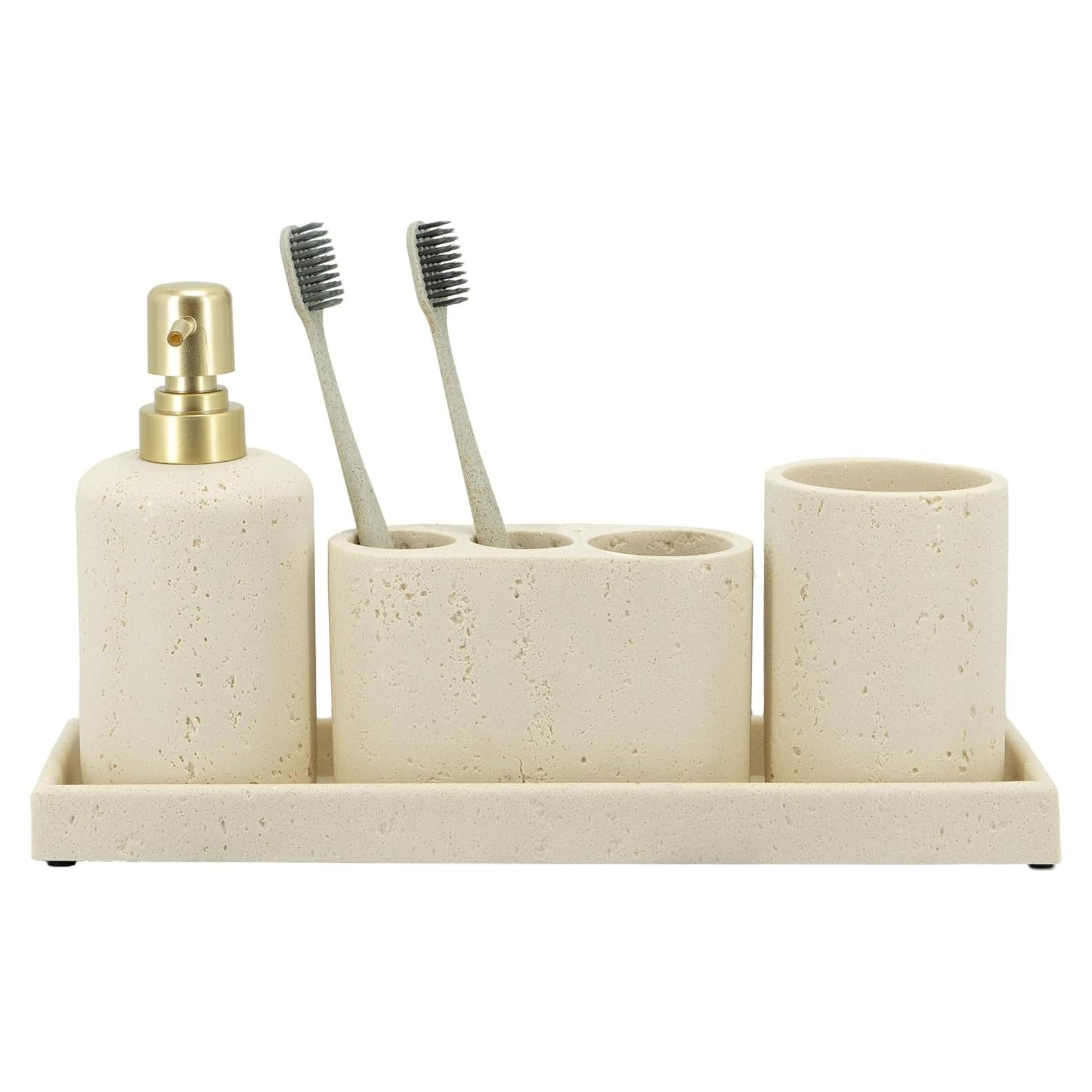Juego de Accesorios de Baño ZCCZ Beige 4 Piezas