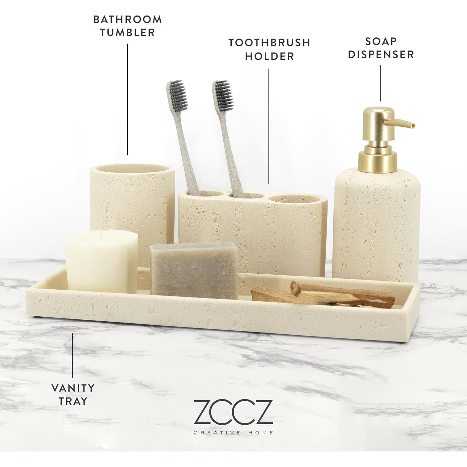 Juego de Accesorios de Baño ZCCZ Beige 4 Piezas