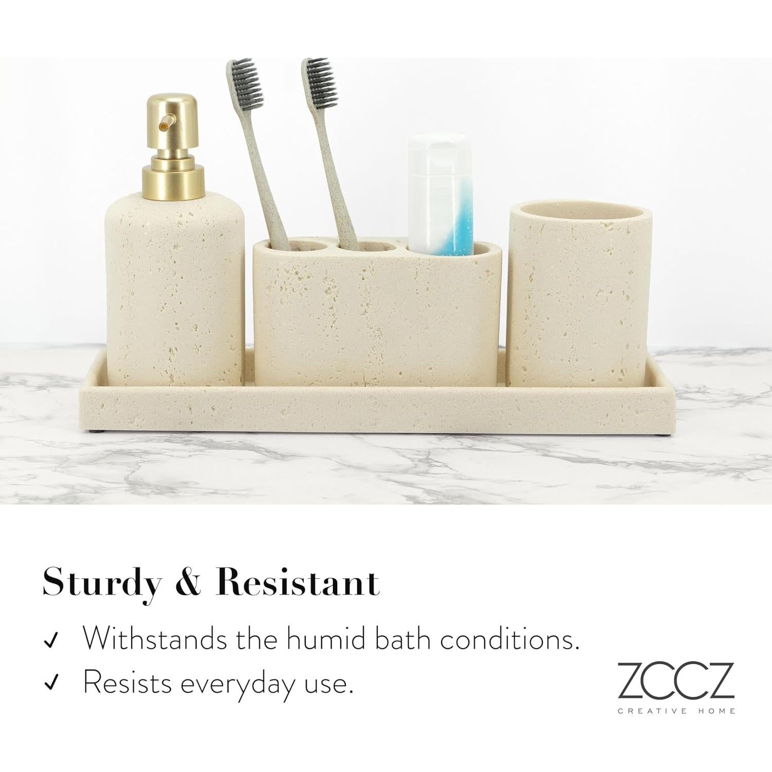 Juego de Accesorios de Baño ZCCZ Beige 4 Piezas